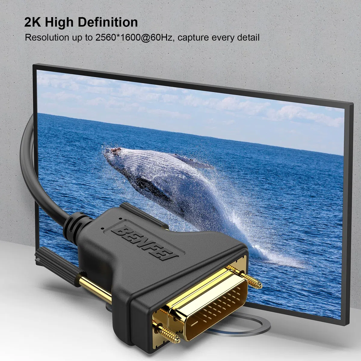 BENFEI Kabel DVI na DVI, 3-metrowy kabel DVI-D 24+1, pozłacany kabel, obsługa podwójnego łącza, wysoka rozdzielczość 2560 x 1600 do gier, DVD, laptopa, HDTV
