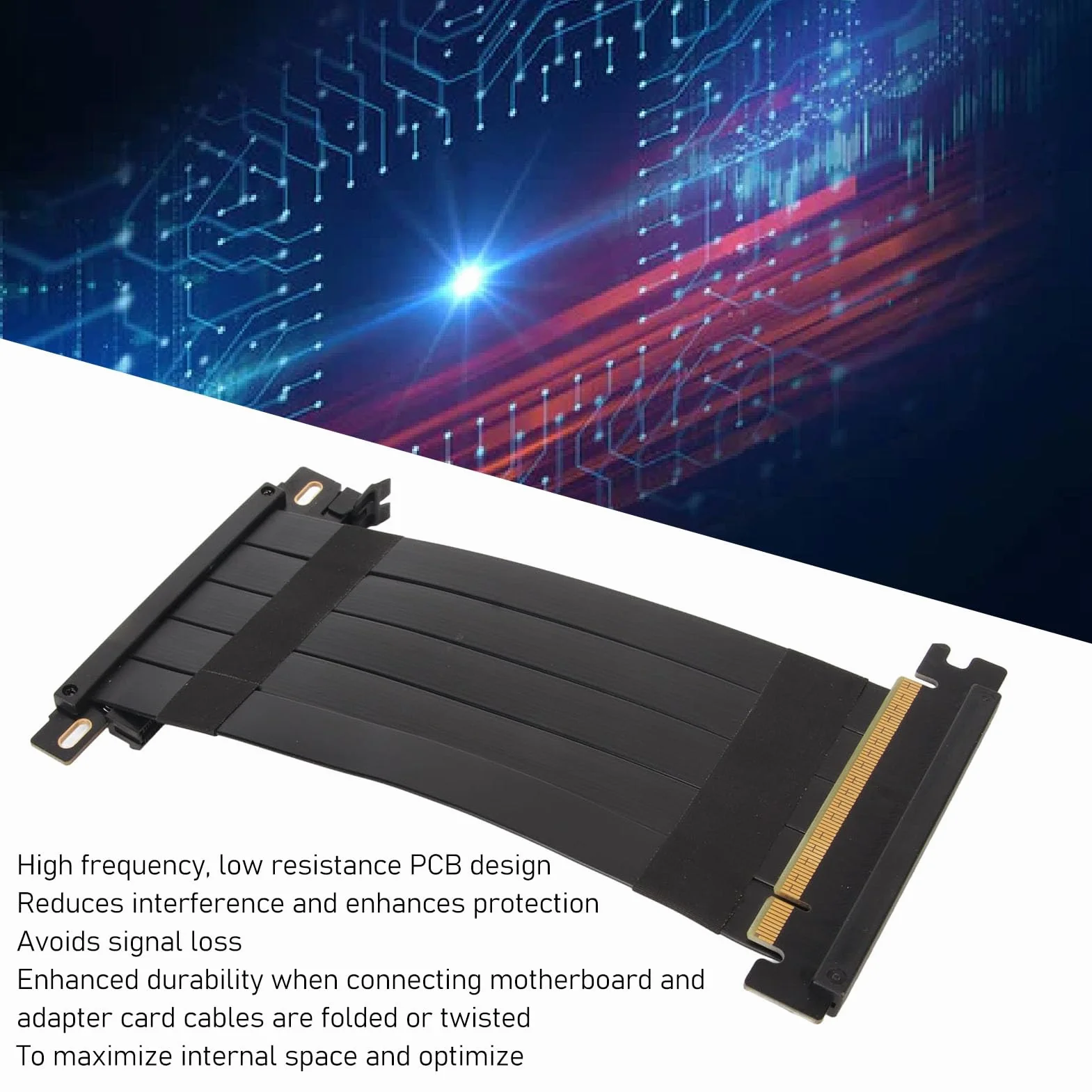 Kabel Riser PCIE 4.0 X16 do RTX 4090, Szybki Elastyczny Dwustronny Przedłużacz GPU 180 Stopni, Kompatybilny z RX 7900 XT (Czarny)