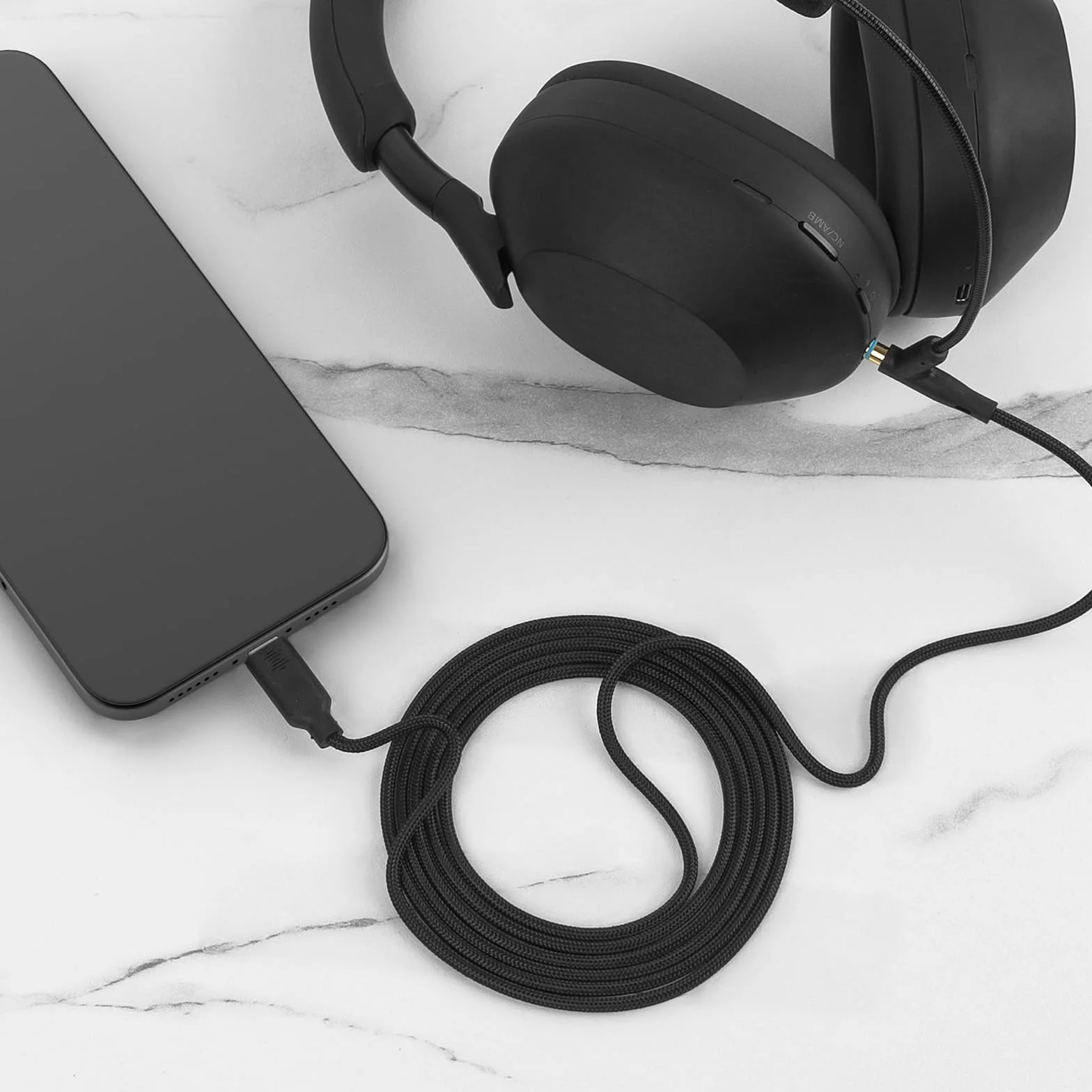 GEEKRIA Kabel do słuchawek Boom Mic kompatybilny z Sony WH-1000XM5, Skullcandy Crusher ANC 2, Beats Solo 4, zapasowy przewód USB C Jack z mikrofonem Boom do gier i spotkań (1,7 m)