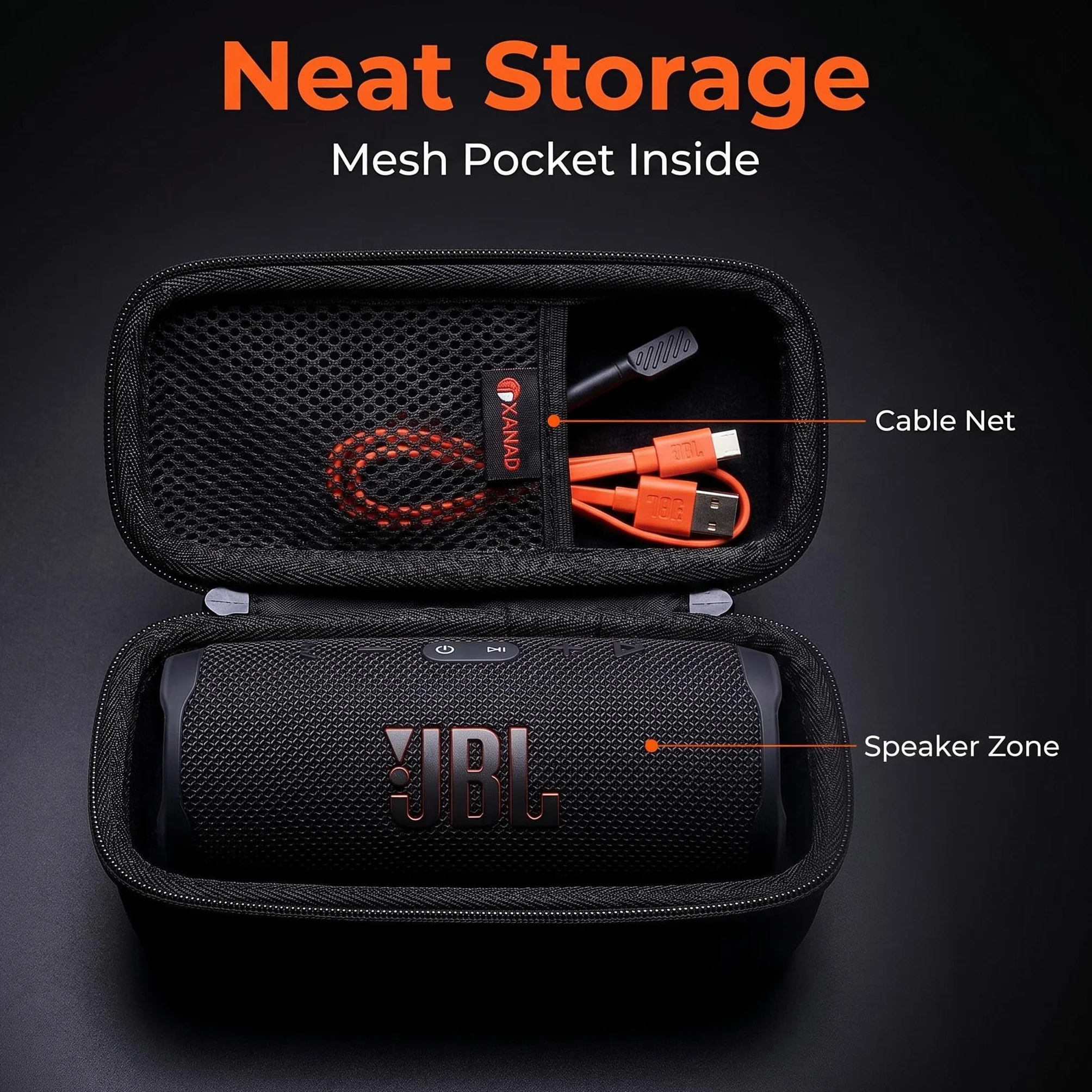XANAD Twarde etui podróżne do JBL Tuner 2/3, Flip Essential 2/3, Flip 7/6 Bluetooth Speaker - Wodoodporny przenośny pokrowiec ochronny (czarny)