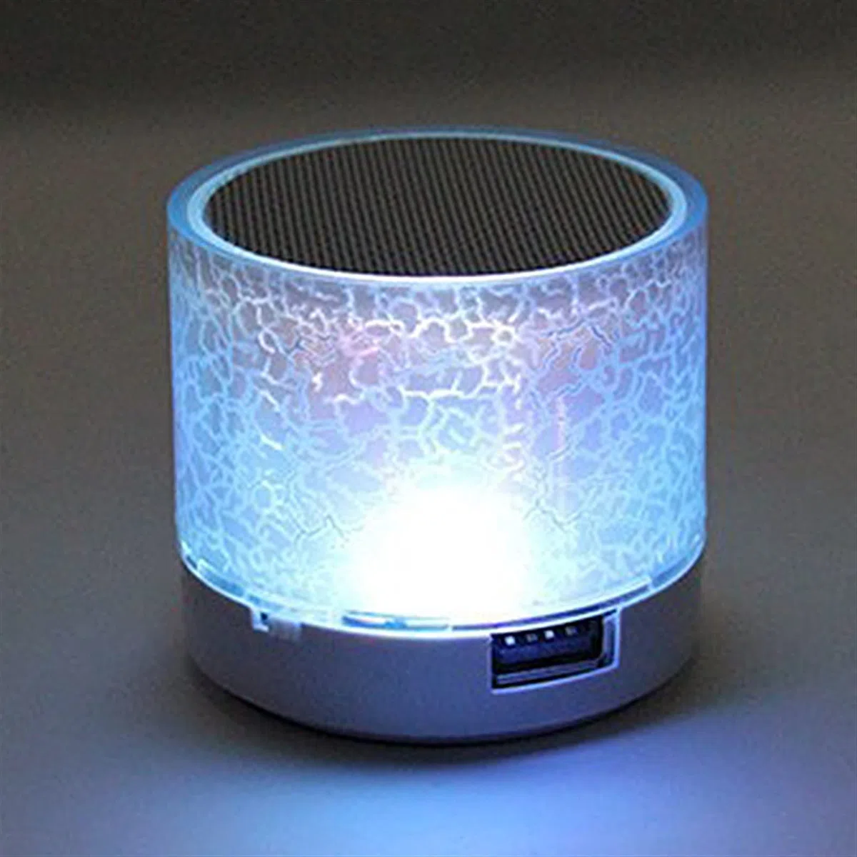 Części głośnika Głośnik Bluetooth Mini głośnik bezprzewodowy Crack LED Karta TF USB Subwoofer Przenośna kolumna dźwięku muzycznego MP3 na telefon komórkowy na PC (kolor: czarny) little surprise