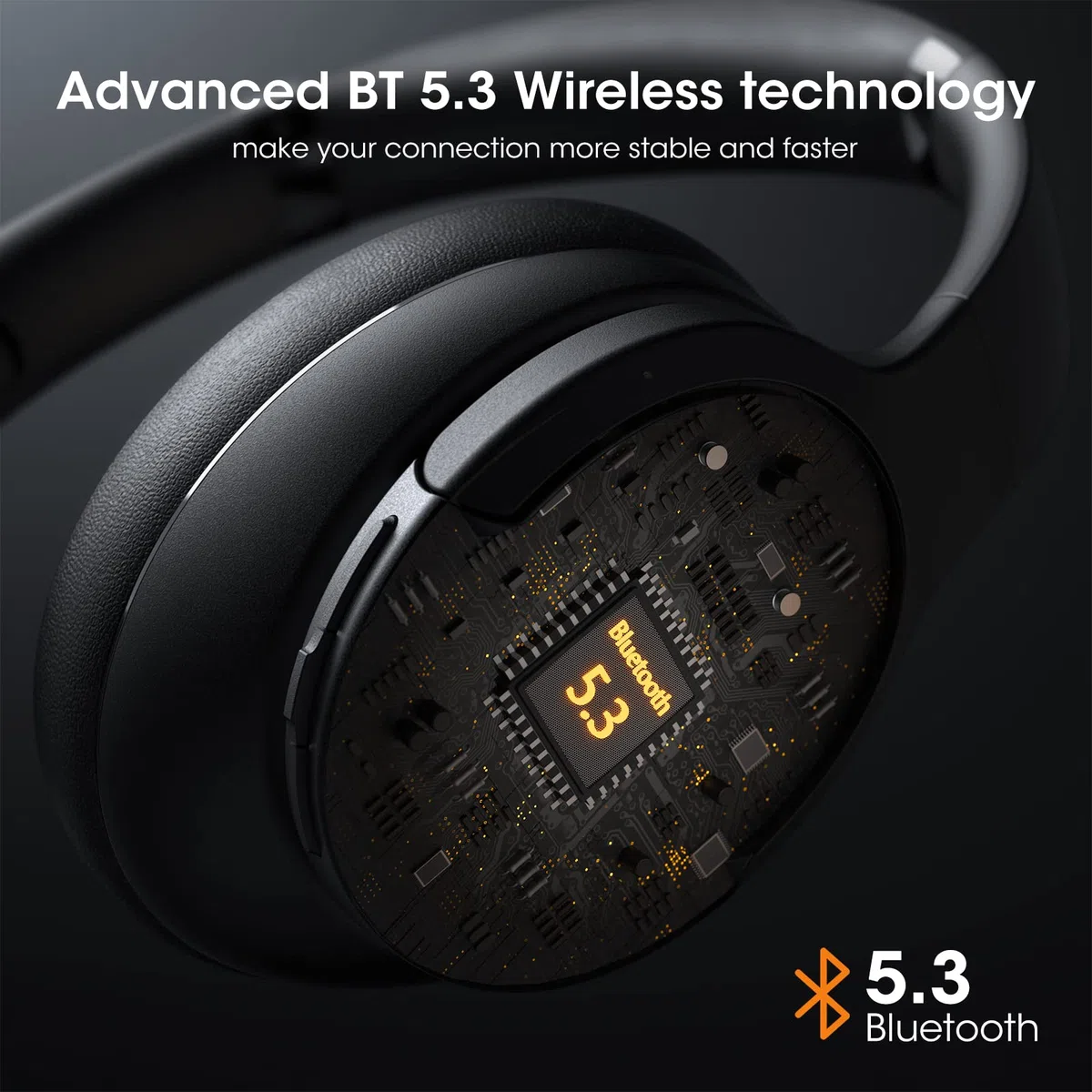 DOQAUS [Ulepszony] Słuchawki Bezprzewodowe Bluetooth V5.3, czas Odtwarzania 90 Godziny Słuchawki Wokółuszne z pałąkiem na głowę z trybami 3 EQ,Słuchawki z Mikrofonem do Komórkowych/Xiaomi/TV/PC-Czarny | Bluetooth 5.4, 9 tryb EQ, wbudowany mikrofon, dźwięk
