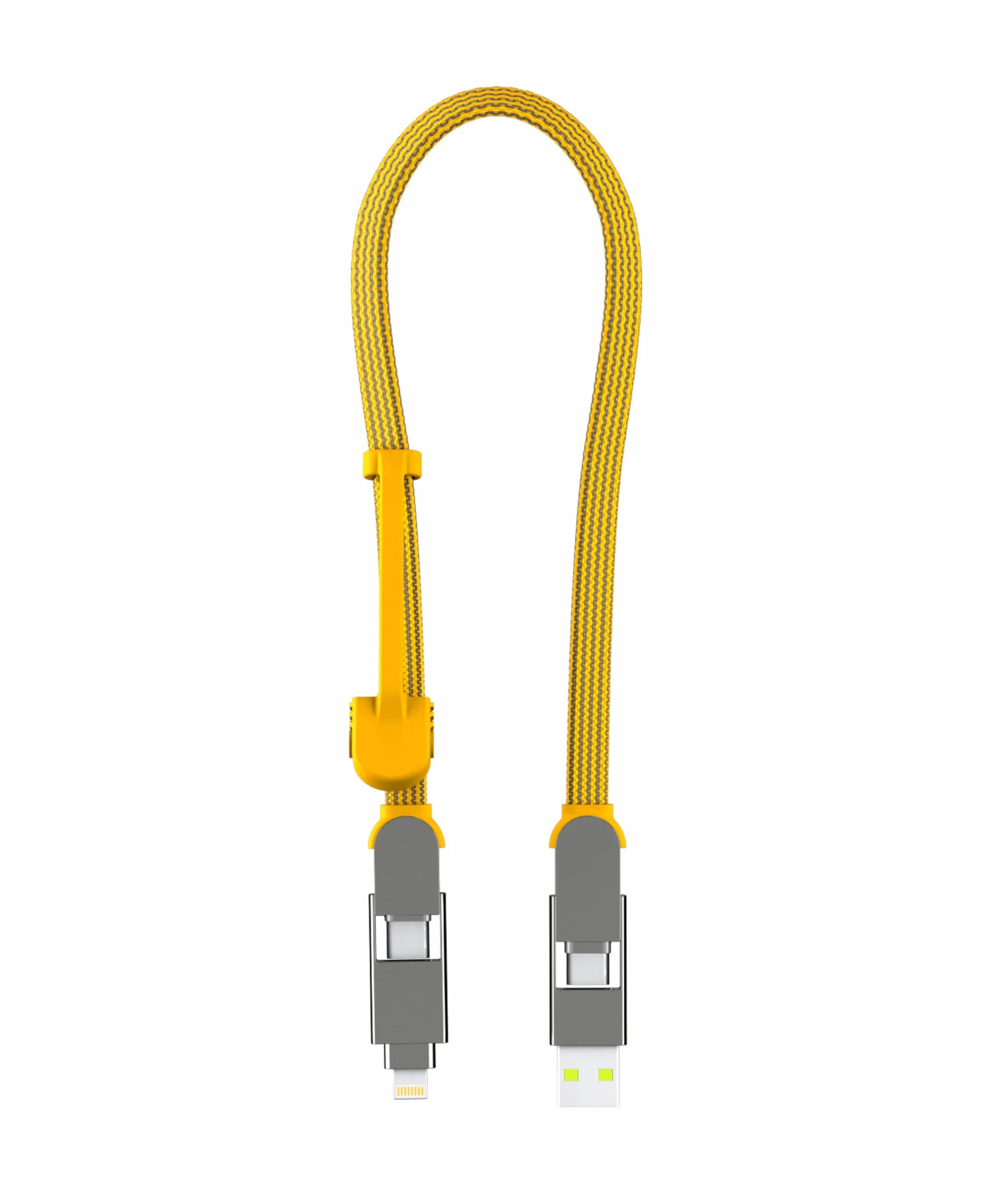 Rolling Square inCharge XL 30 cm - kabel USB typu c, uniwersalny kabel komórkowy, dla mężczyzn, uniwersalna ładowarka do telefonu komórkowego 6 w 1, gadżet techniczny, żółty, kabel Lightning 100 W