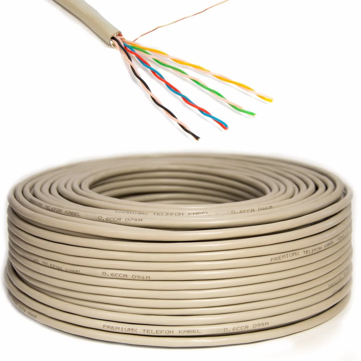 PremiumX Kabel Telefoniczny 100m 4-Żyły 4x2x0,6mm J-Y(ST) Y - Kabel Instalacyjny, Kabel Telekomunikacyjny, Ekranowanie Aluminiowe, Projekt CCA, do Użytku Wewnętrznego/Zewnętrznego