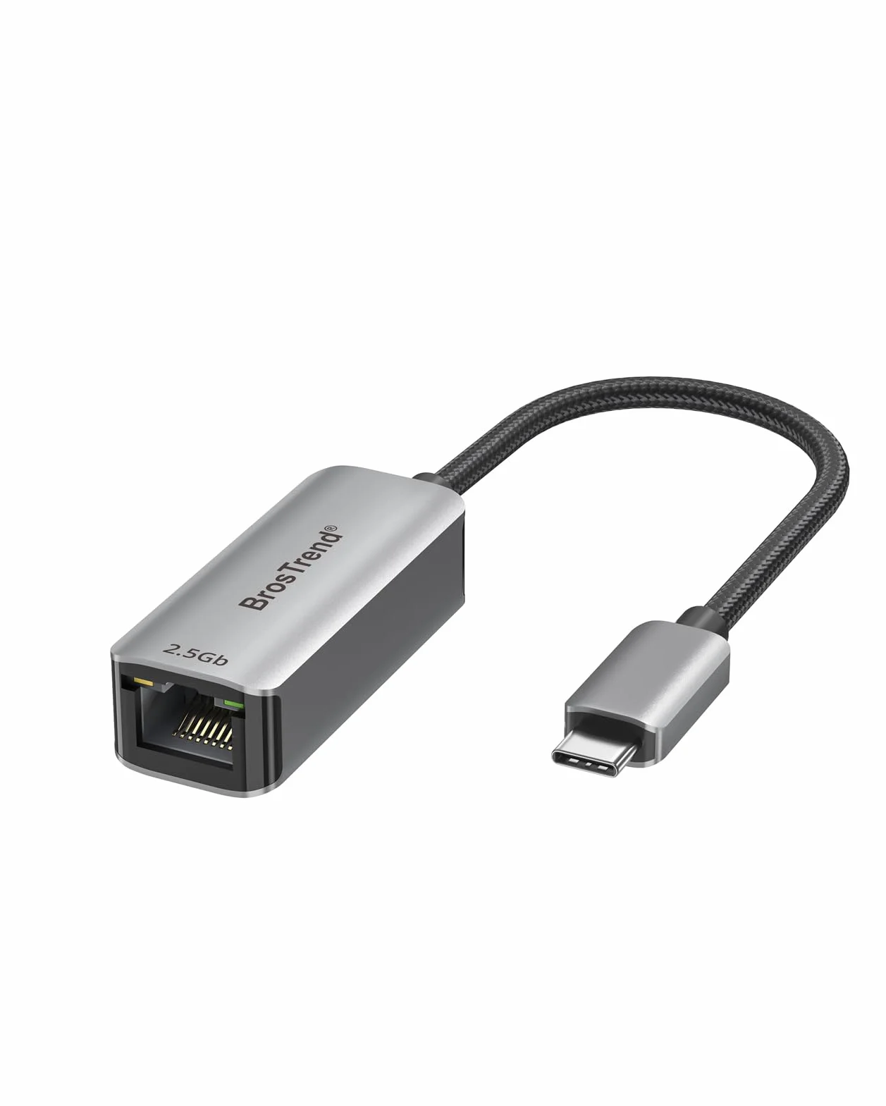 BrosTrend Adapter USB-C do Ethernetu 2,5 Gigabit, 2,5 Gb USB do RJ45 do laptopa, komputera, MacBooka, adapter sieciowy typu C do iOS, ChromeOS, Windows 11/10, Linux, dożywotnia ochrona