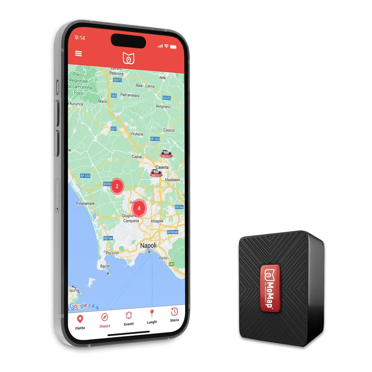 MoMap Mini Plus 4G lokalizator GPS do samochodów i motocykli z aplikacją na iOS / Android, lokalizacja na żywo, międzynarodowa karta SIM z subskrypcją w zestawie, alarmy w czasie rzeczywistym