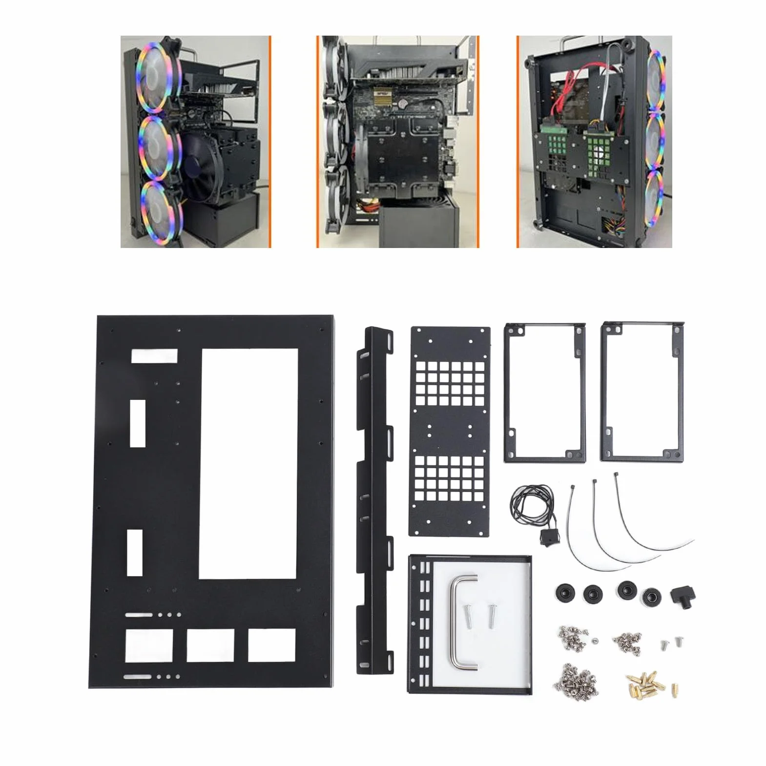 Stojak na płytę główną Komputera DIY, Płyta Stalowa ATX M ATX ITX Rama do Montażu na Otwartej Przestrzeni Wspornik z Uchwytem, Wydajne Chłodzenie DIY Obudowa Komputera PC