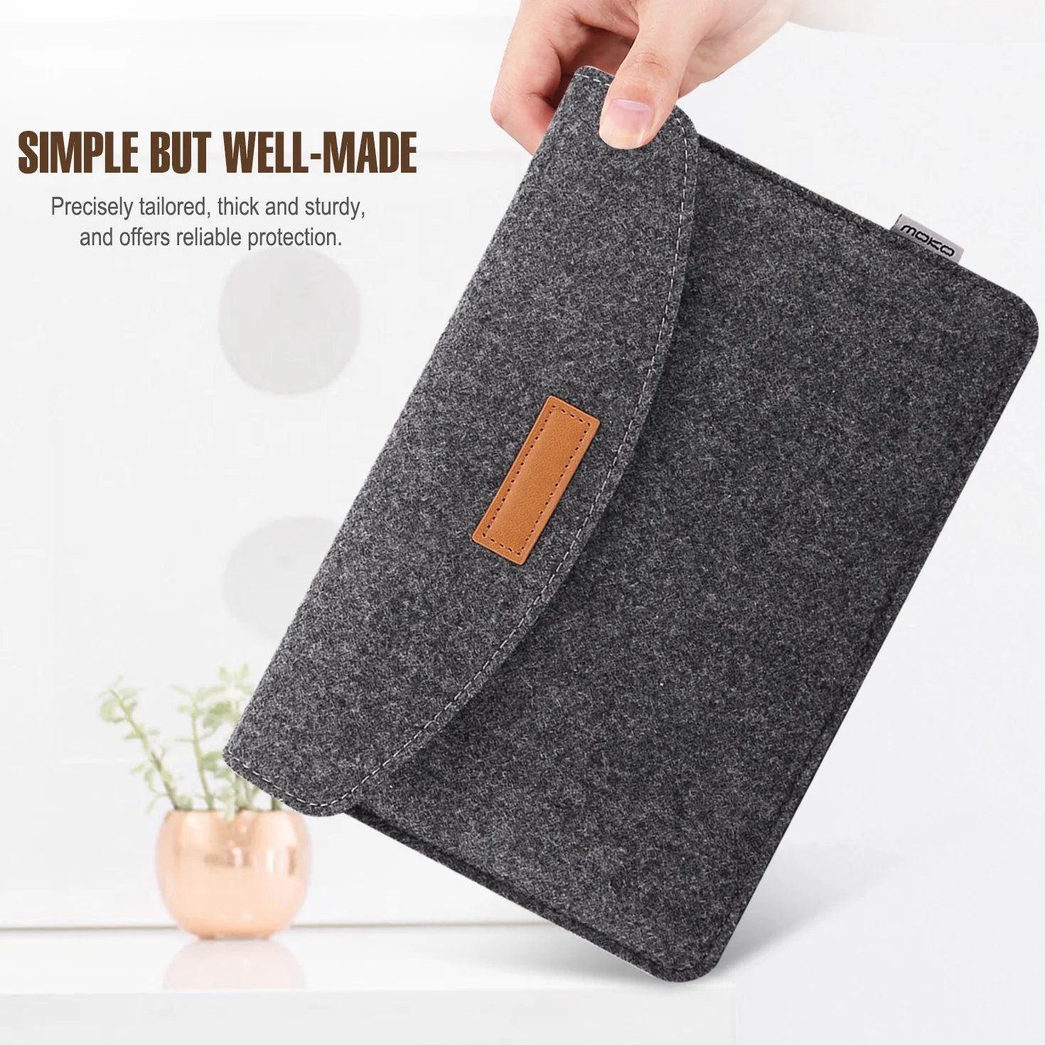 MoKo Universal 7-8 Inch Felt Sleeve Case - Portable Felt Protective Case for iPad Mini (6th Gen) 8.3 Inch 2021, iPad Mini 5/4/3/2/1, Galaxy Tab S2 8.0, Tab A 8.0, ZenPad Z8s 7.9, Dark Grey