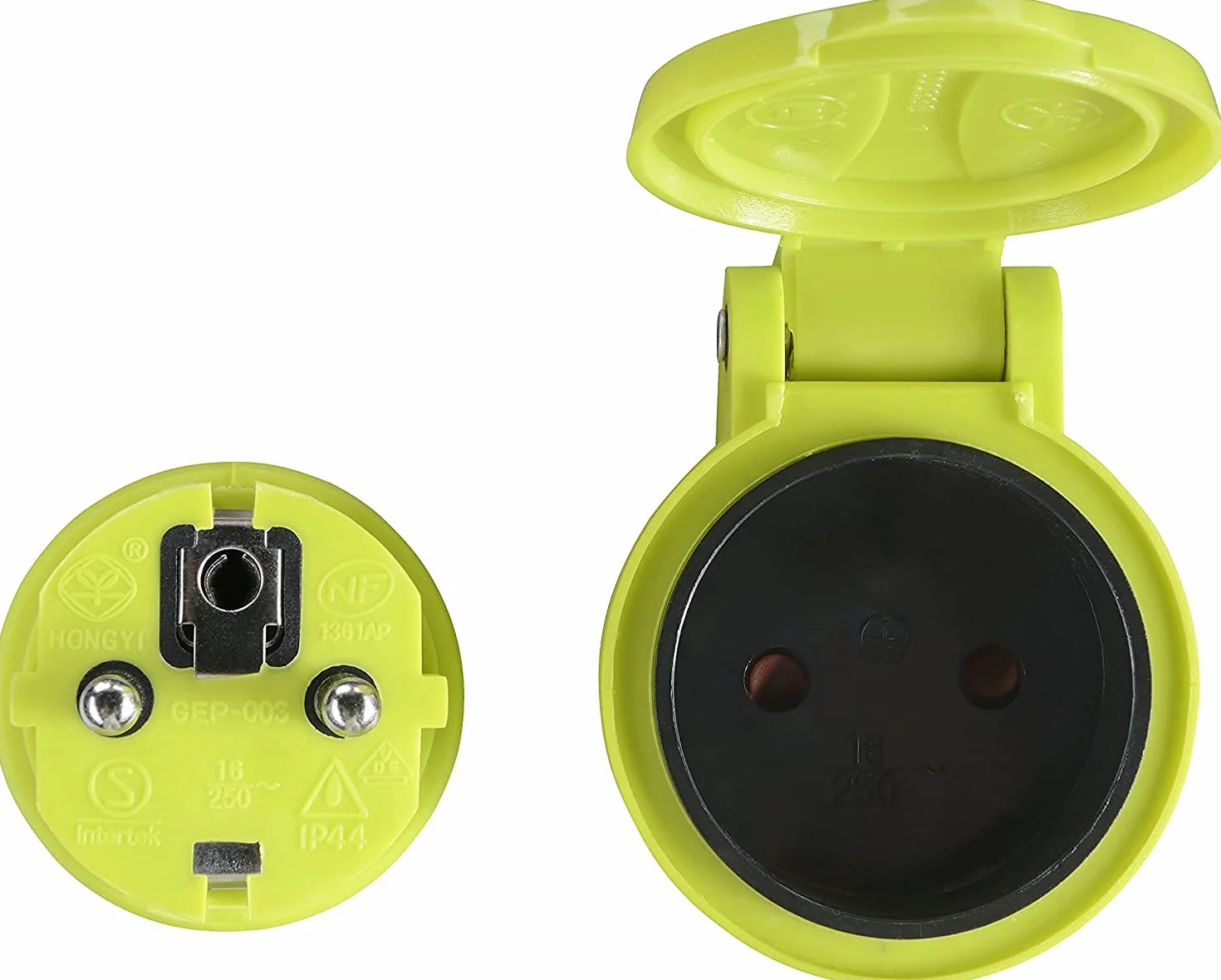 Masterplug - Przedłużacz prądu (10 m, przedłużacz Schuko, elektroniczny przedłużacz IP44, kolor zielony