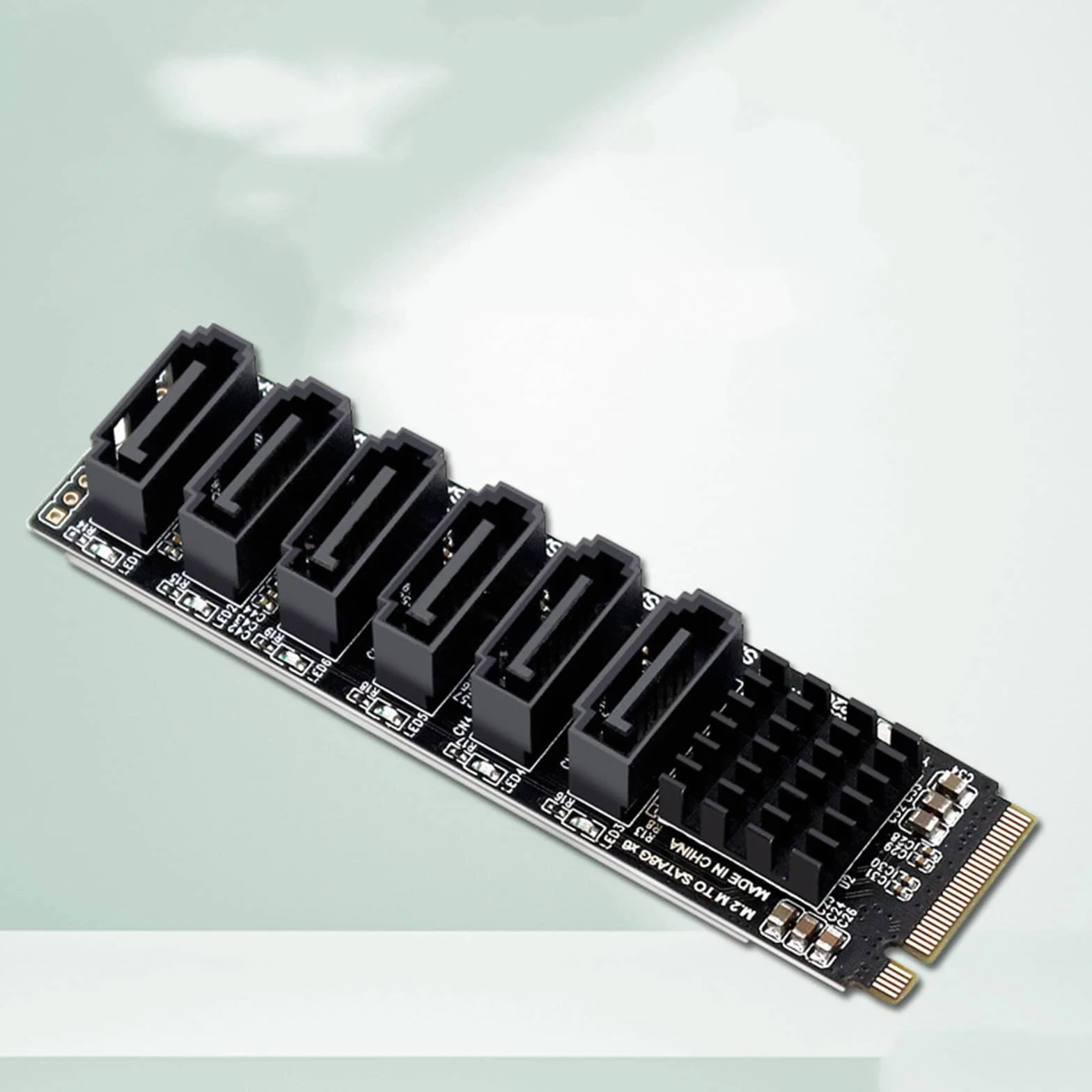 WANGCL Adapter NVMe do SATA M.2 6Port z aluminiowym radiatorem obsługujący PM