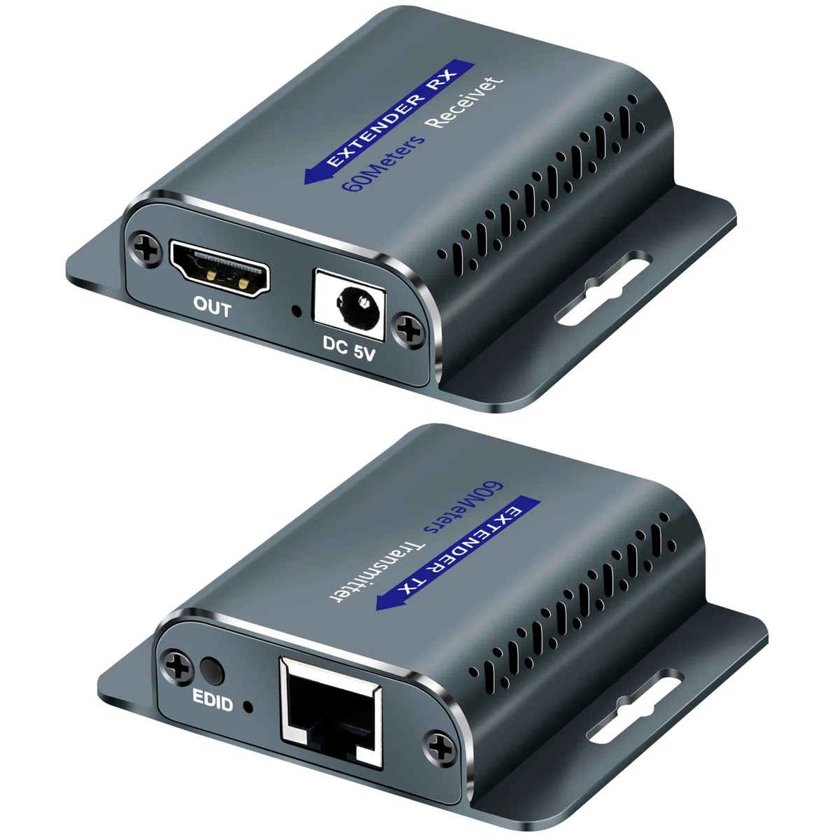 Przedłużacz HDMI 60 m/196 ft z POC 1080p @ 60 Hz 3D Wzmacniacz RJ45 na Konwerter Przez Kabel UTP Cat5e/6/7/8 OFC z Adapterem Power 5 V