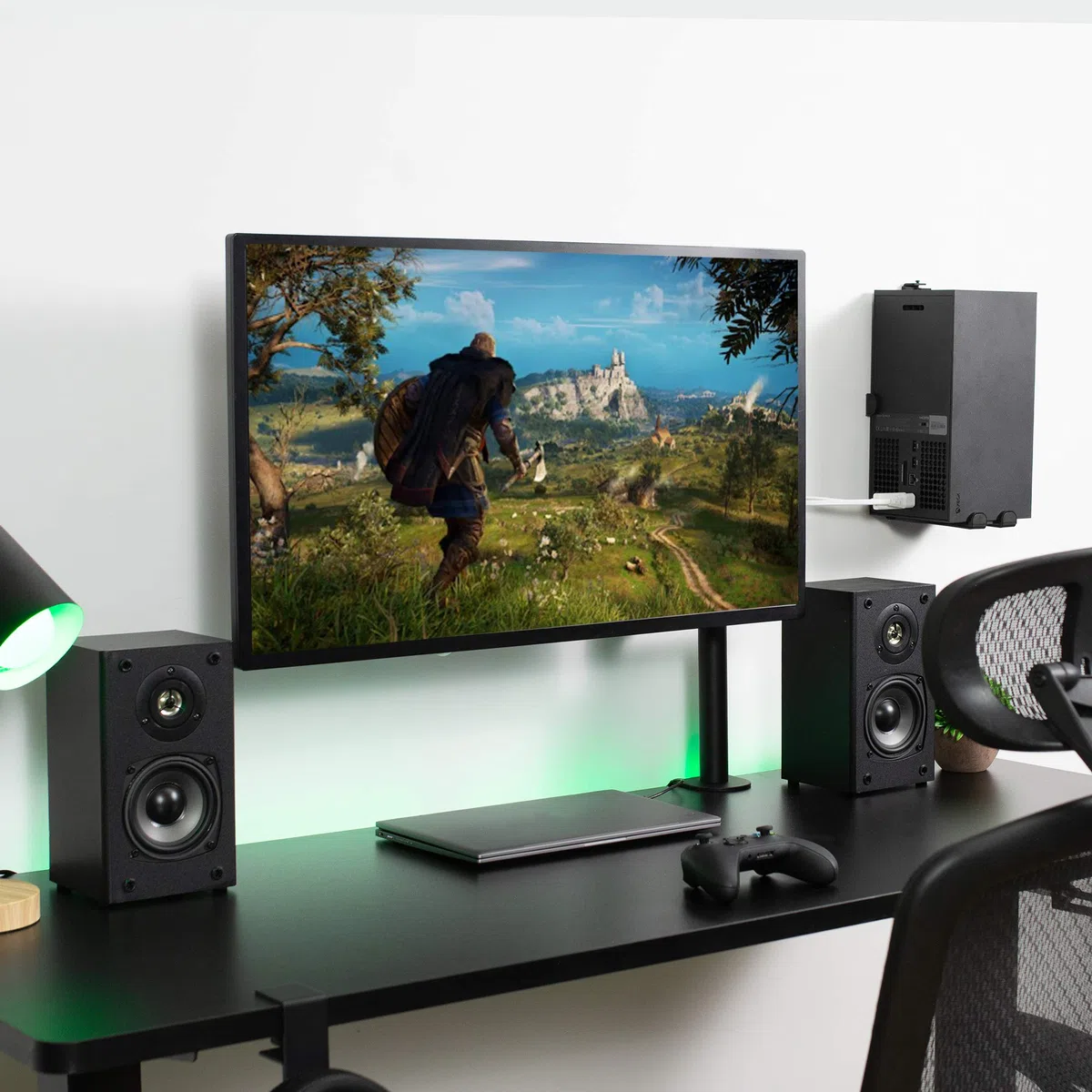 VIVO Stalowy uchwyt ścienny zaprojektowany do konsoli do gier Xbox Series X, wyświetlacz poziomy i pionowy, otwarta konstrukcja, czarny, Mount-XSXU1