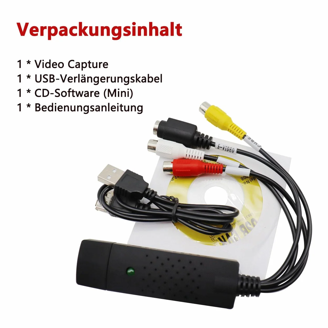 GERUI Video Grabber karta do nagrywania wideo, VHS, nagrywarka wideo VHS, konwerter audio wideo grabber, analogowy do cyfrowego dla Windows 7/8/10/11, Mac OS 10.7 i Android 5.0 lub nowszych