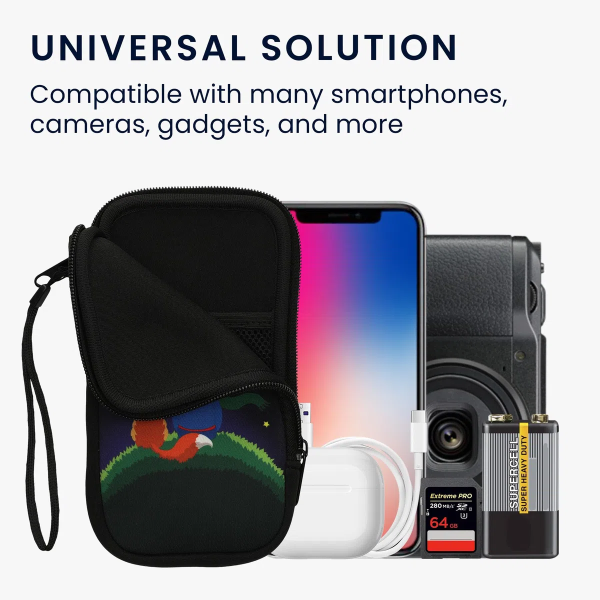 kwmobile Neoprenowy rękaw na smartfon rozmiar XL, 6,7/6,8", etui amortyzujące wstrząsy, torba ochronna na telefon, chłopiec z lisem żółty/brązowy/ciemno niebieski