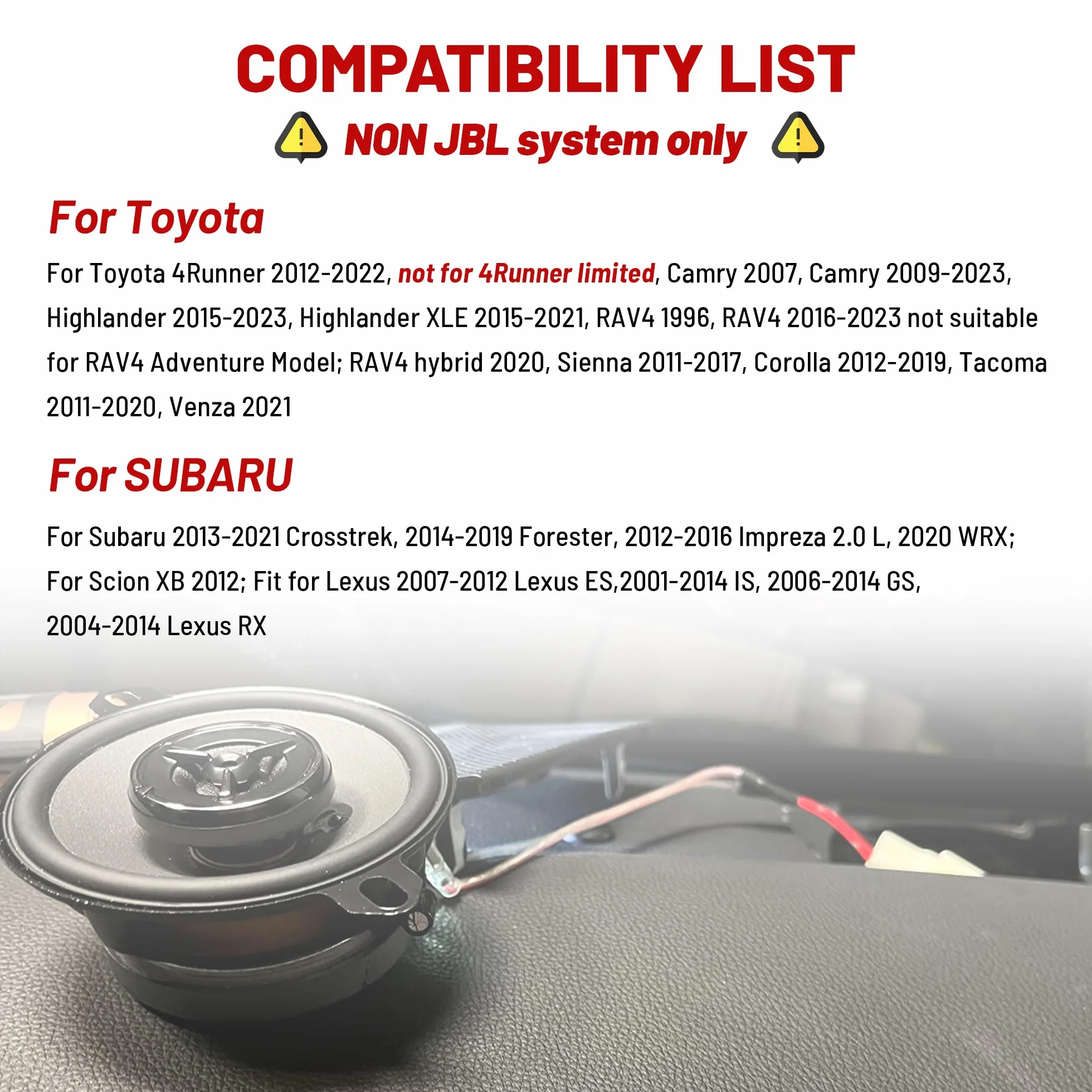 RED WOLF Speaker Wiring Harness for Toyota RAV4 Camry 4Runner Highlander Scion 2008-2022 Subaru Forester 2010-2019 Non JBL System