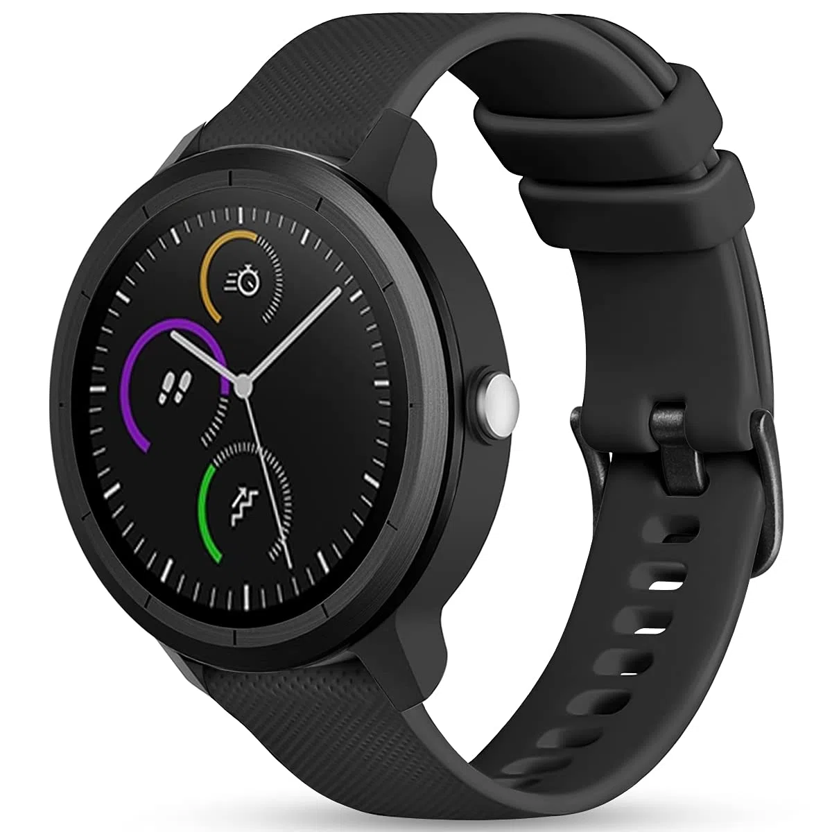 Vobafe Pasek 20 mm, kompatybilny z Garmin Vivoactive 3, miękki silikonowy pasek, zastępcza opaska do Garmin Vivoactive 3 Music / Venu / Vivomove 3 / Luxe / Style / HR / Forerunner 245 / 645 Music, czarny