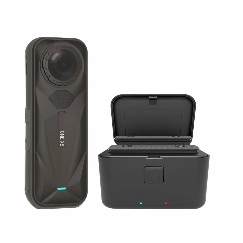 Podwójna ładowarka do baterii Insta 360 X5, kompaktowa wydajna ładowarka z podwójnym ładowaniem uchwyt na baterię ładowarka do aparatu Insta 360 X5