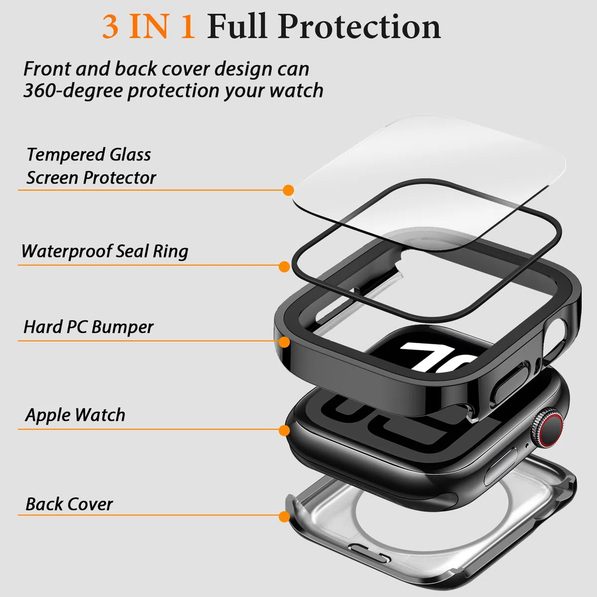 Amizee Etui 2 w 1 [2-pak] kompatybilne z Apple Watch Series 10 46 mm z wbudowaną osłoną ekranu, twarda obudowa ochronna z poliwęglanu z prostą krawędzią do iWatch 46 mm, czarne