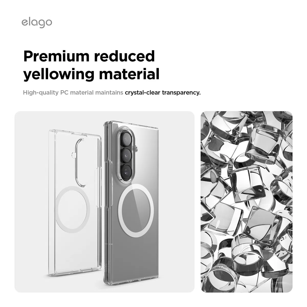 elago Magnetyczne przezroczyste etui Samsung Galaxy Z Fold 7 MagSafe, PC, zderzak odporny na wstrząsy