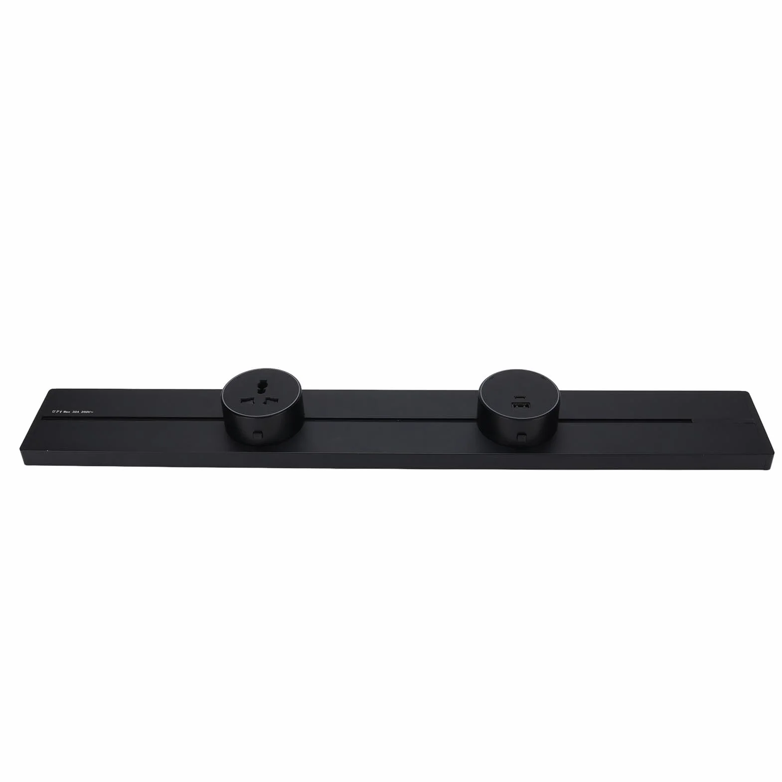 Listwa Zasilająca 32A z 3 Ruchomymi Gniazdami 600 Mm 8000 W Stop Aluminium do Salonu, Kuchni, Biura (2 gniazda uniwersalne 1 gniazdo USB i gniazdo)