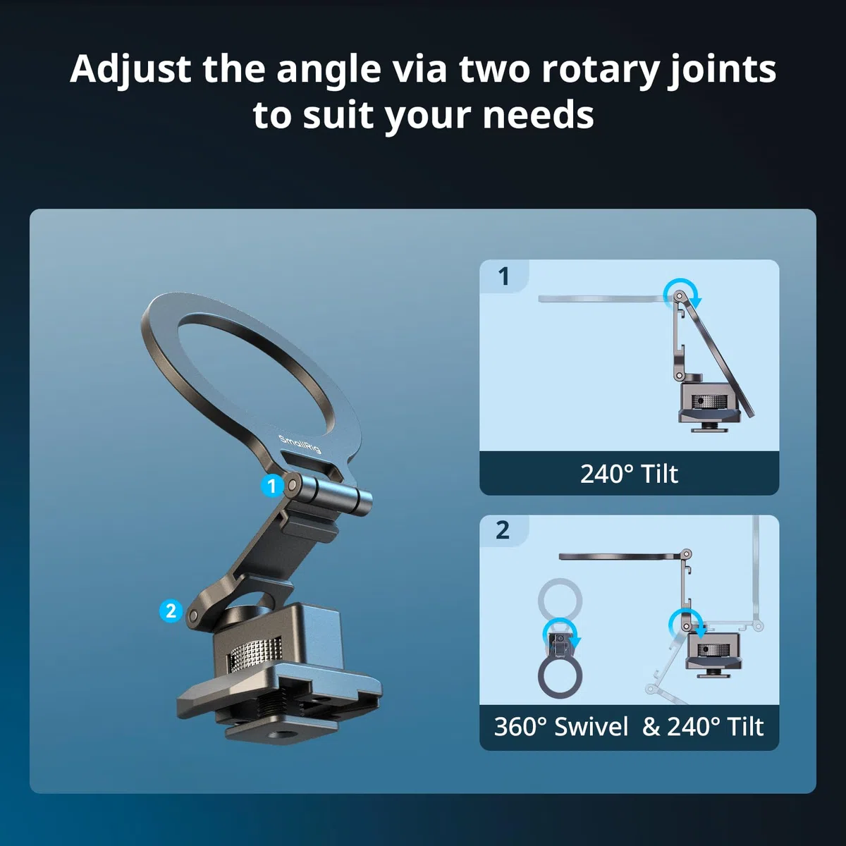 SMALLRIG Metalowy uchwyt na telefon z płytą bazową do Arca-Standard, kompatybilny z DJI RS 4 Mini, uchwyt na telefon z mocowaniem na zimną stopkę. - 5339
