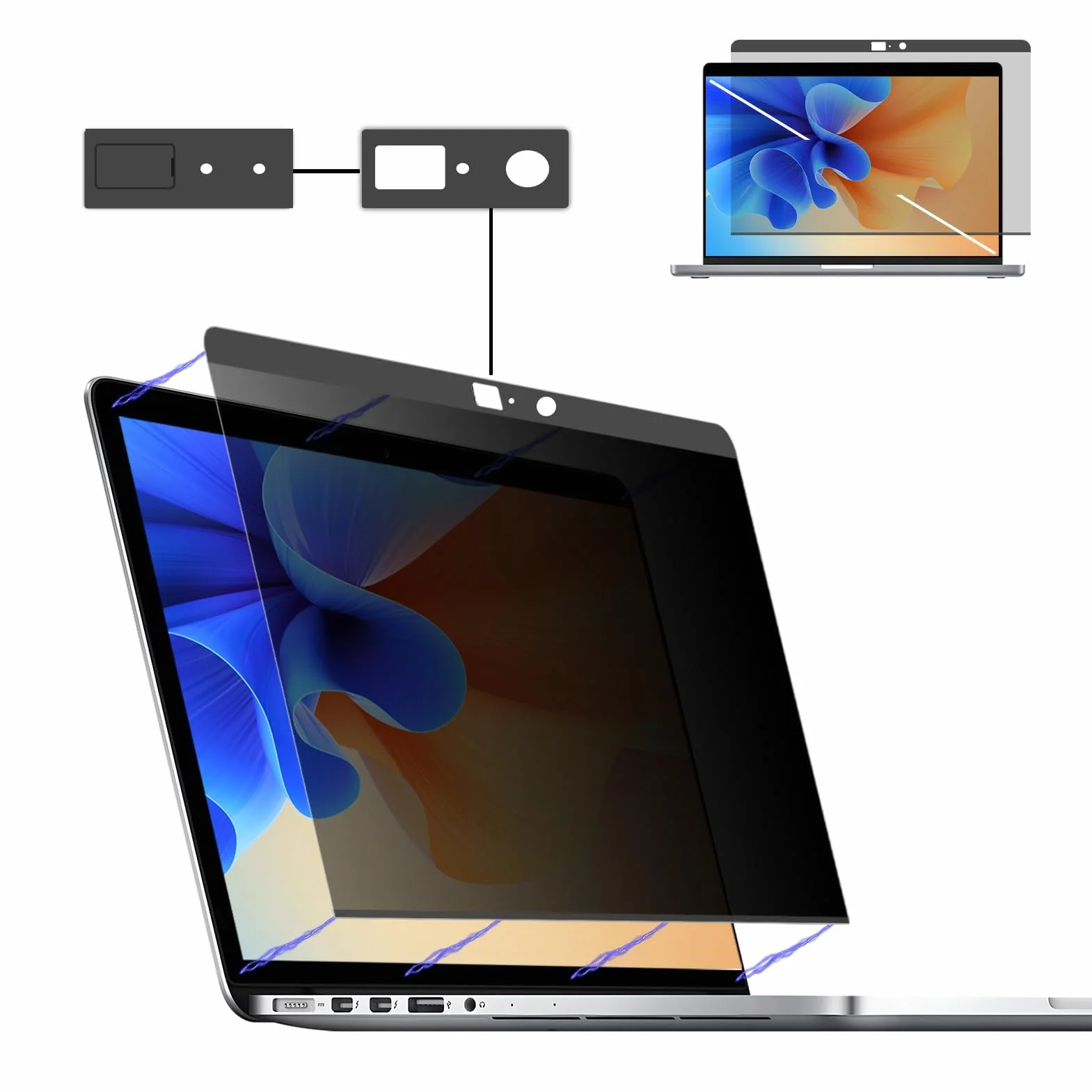 Folia ochronna Anti-Blue Light Privacy Magnetyczny filtr prywatyzujący do Apple MacBook Pro/Air 13 cali (2016-2022, M1, M2)