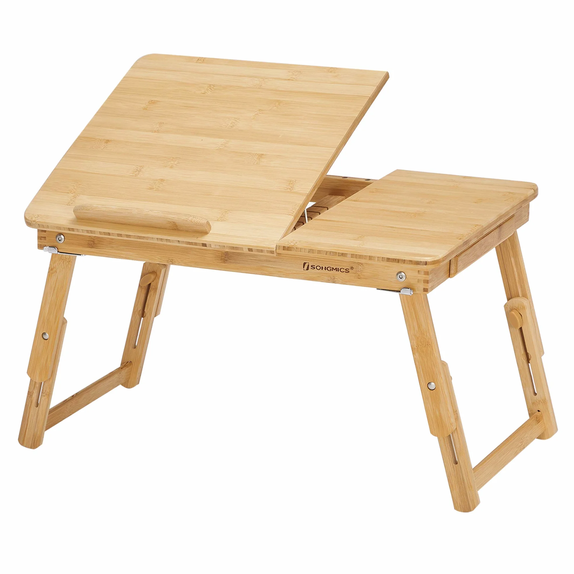 SONGMICS LLD01N stolik pod laptopa z regulacją wysokości, składany bambusowy 55x(21-29)x35 cm