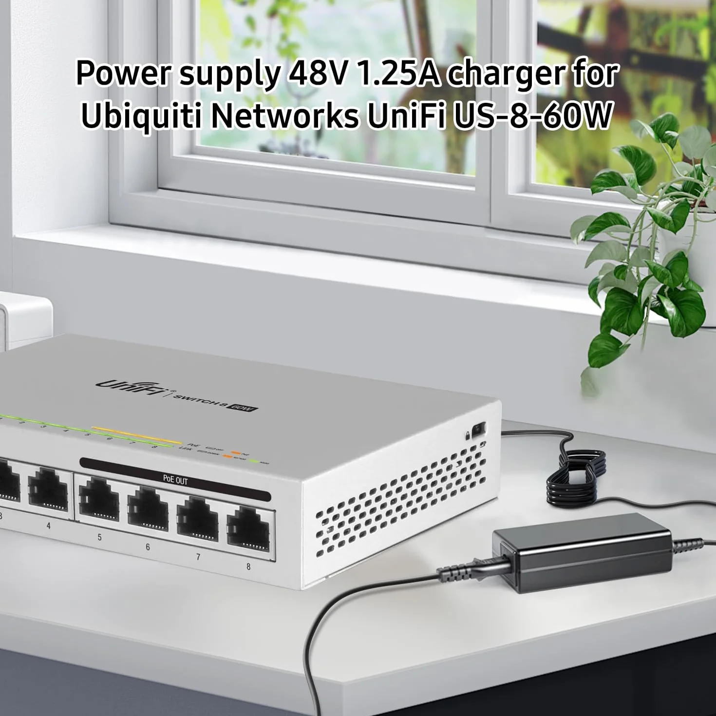TAIFU 48 V Ubiquiti Networks zasilacz ładowarka do UniFi US-8-60W USW-Ultra-60W 8-portowy zarządzany Gigabit PoE Ethernet Switch UI.com US8-60W US860W US-860W DC48V 1.25A AC adapter kabel do ładowania