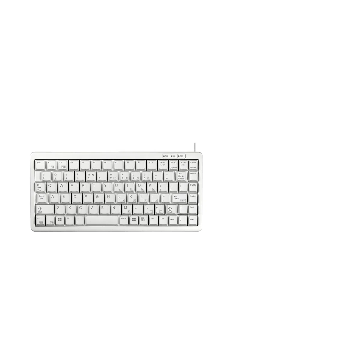 CHERRY Compact Keyboard G84-4100, układ międzynarodowy, klawiatura QWERTY, klawiatura przewodowa, kompaktowa konstrukcja, mechanika ML, jasnoszary