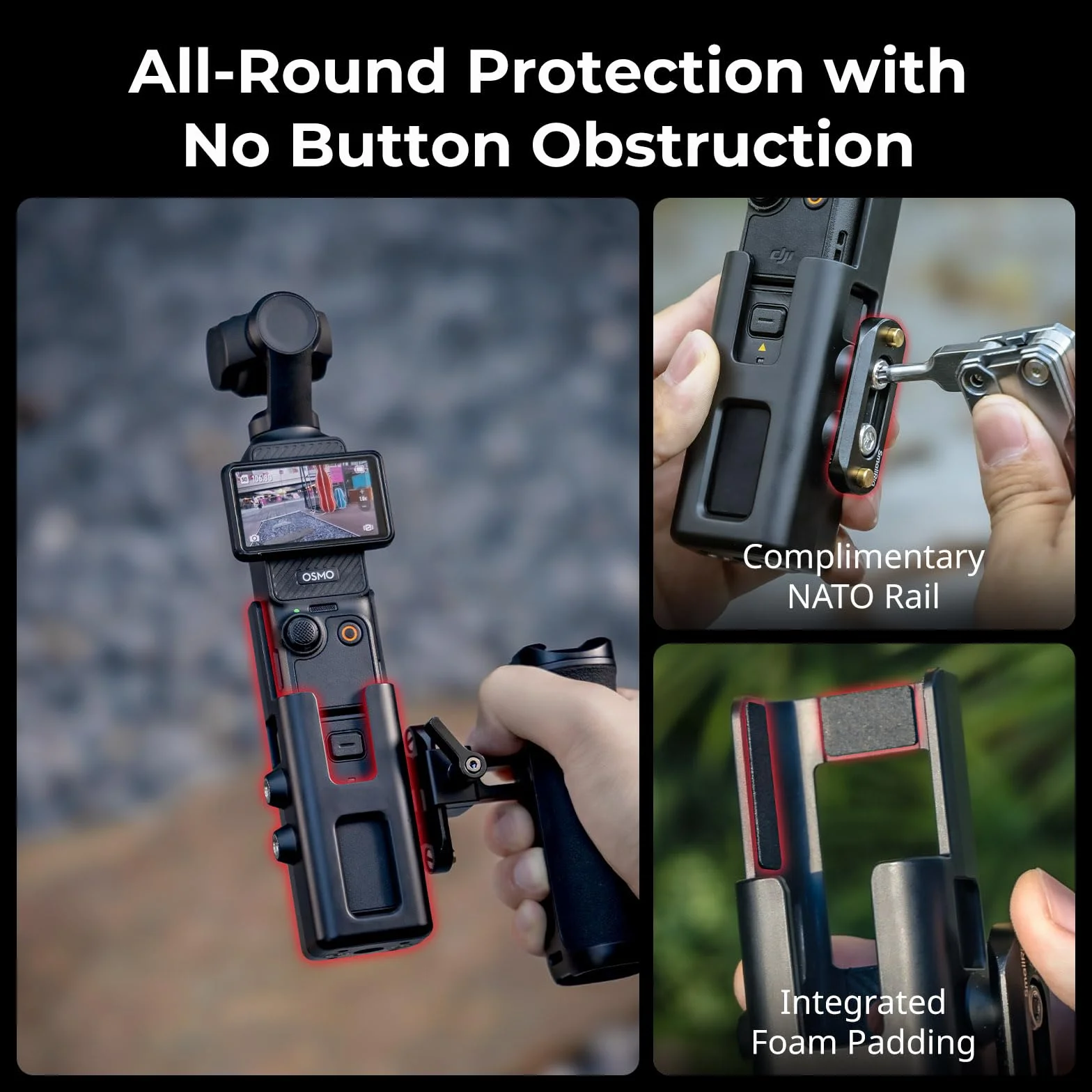 SMALLRIG Expansion Adapter do DJI Osmo Pocket 3, klatka ochronna, gwint 1/4"-20, mocowanie NATO