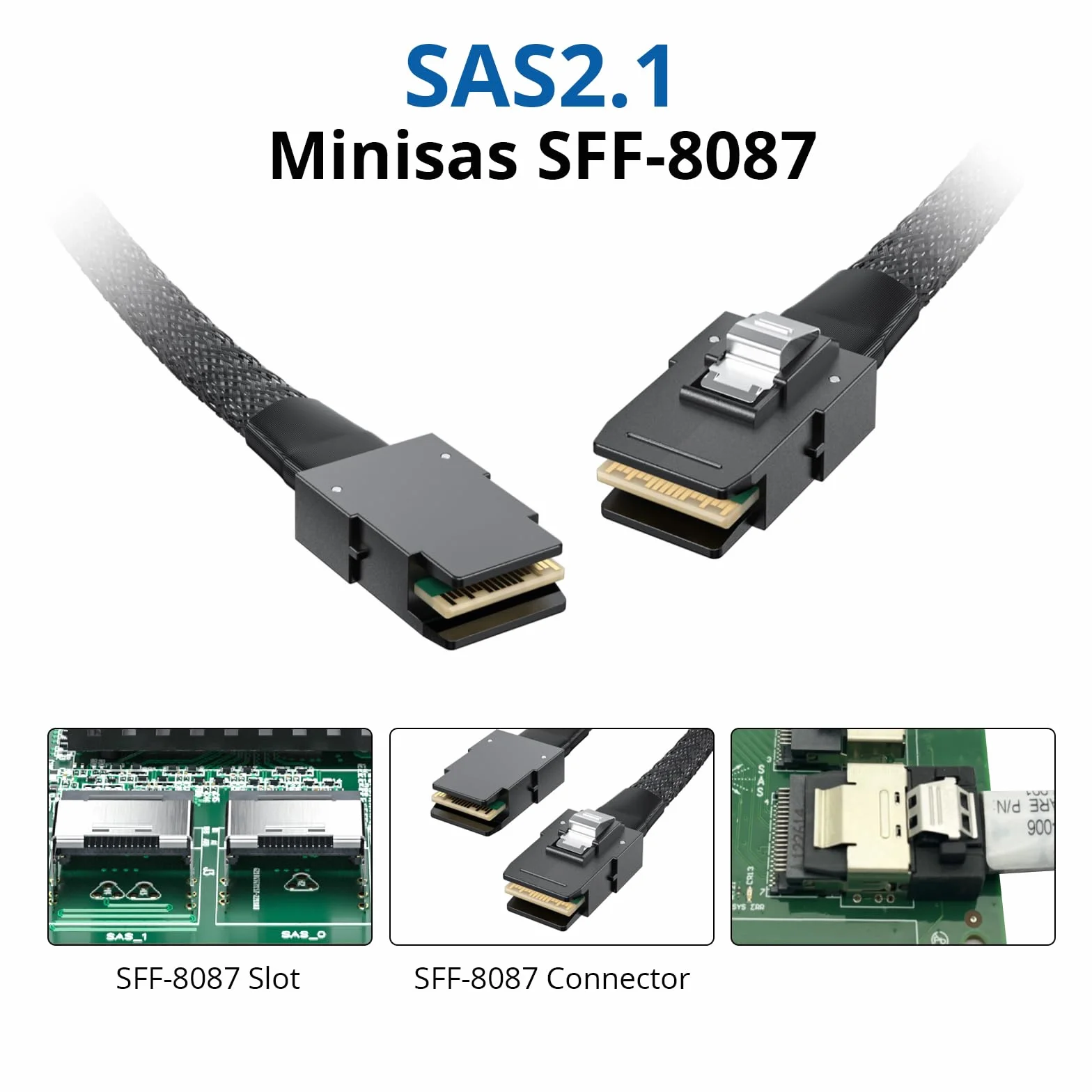 [2 sztuki] 10Gtek® wewnętrzny mini SAS SFF-8087 do SFF-8087 kabel, 1-metr (3,3 stóp), cienki, elastyczny