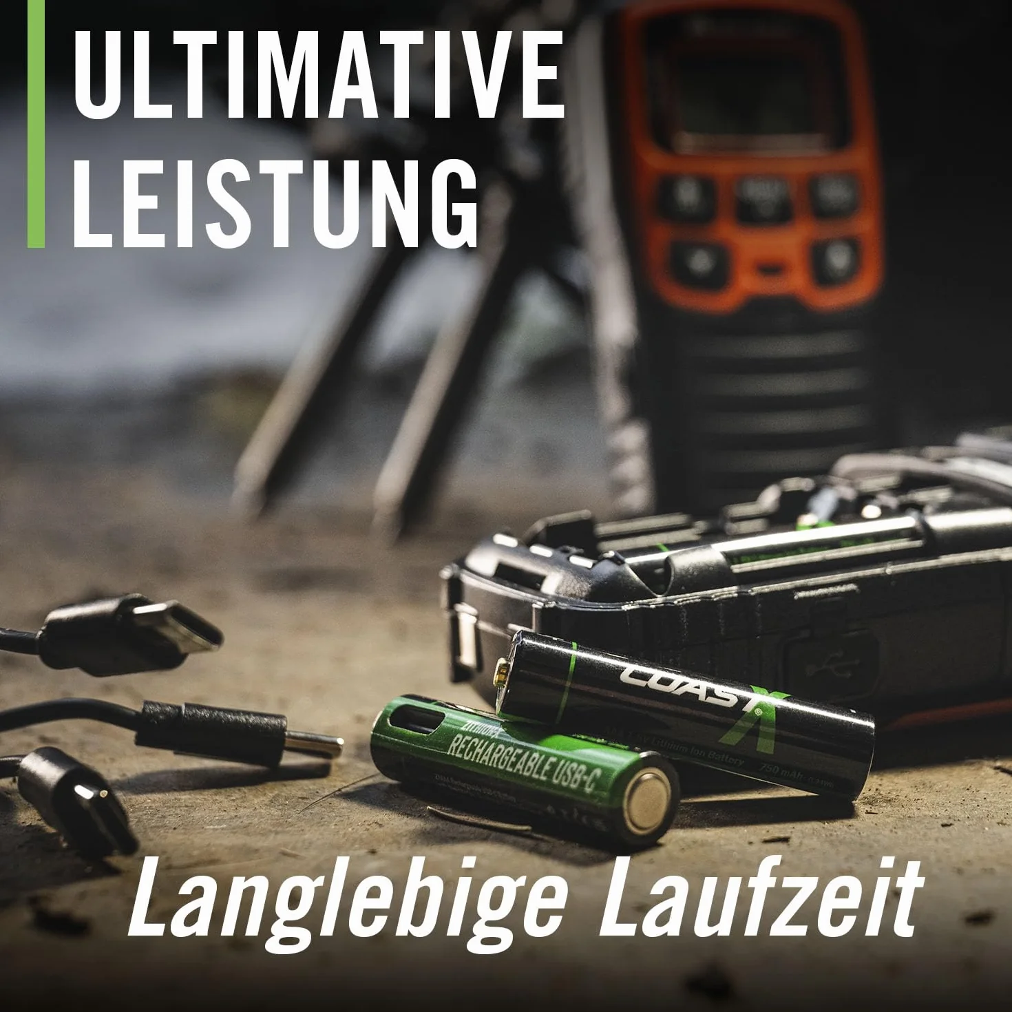 Coast Akumulator AAA USB-C Lithion-X, litowo-jonowy, 1,5 V, 750 mAh, trwałe, ładowanie w ciągu 1,3 godziny, kabel do ładowania w zestawie, 4 sztuki