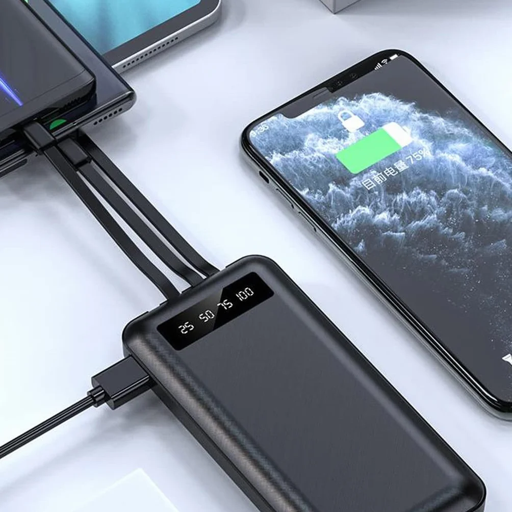 JJJ Mini Fast Charge jest wyposażony w Line Sharing Power Bank 20 000 mAh światło i przenośny powerbank o dużej pojemności (kolor: czarny, rozmiar: 10 000 mAh)