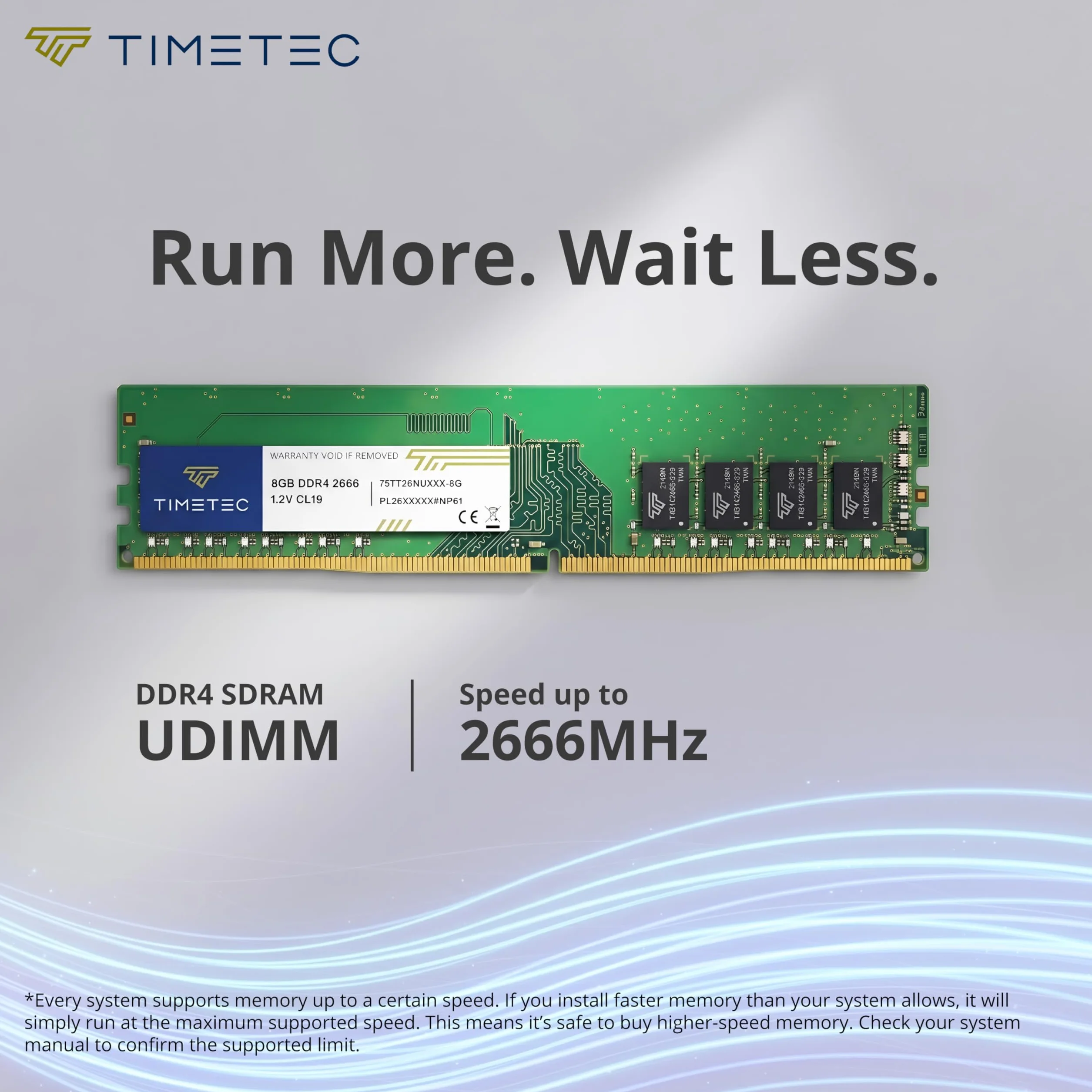 Timetec 8 GB DDR4 2666 MHz PC4-21300 Bez ECC Niebuforowany 1.2 V CL19 1Rx8 Pojedynczy Rang 288 Pin UDIMM Komputer stacjonarny Pamięć RAM Moduł aktualizacji (8 GB)