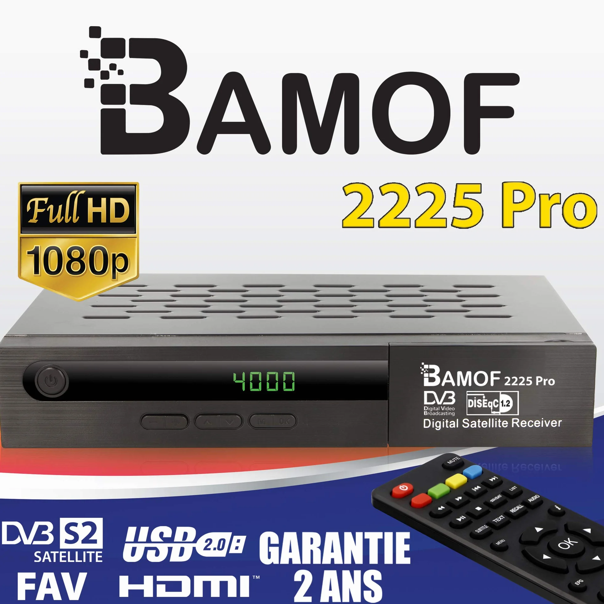Bamof 2225 PRO cyfrowy odbiornik satelitarny HDTV DVB-S2 Full HD 1080p HDMI