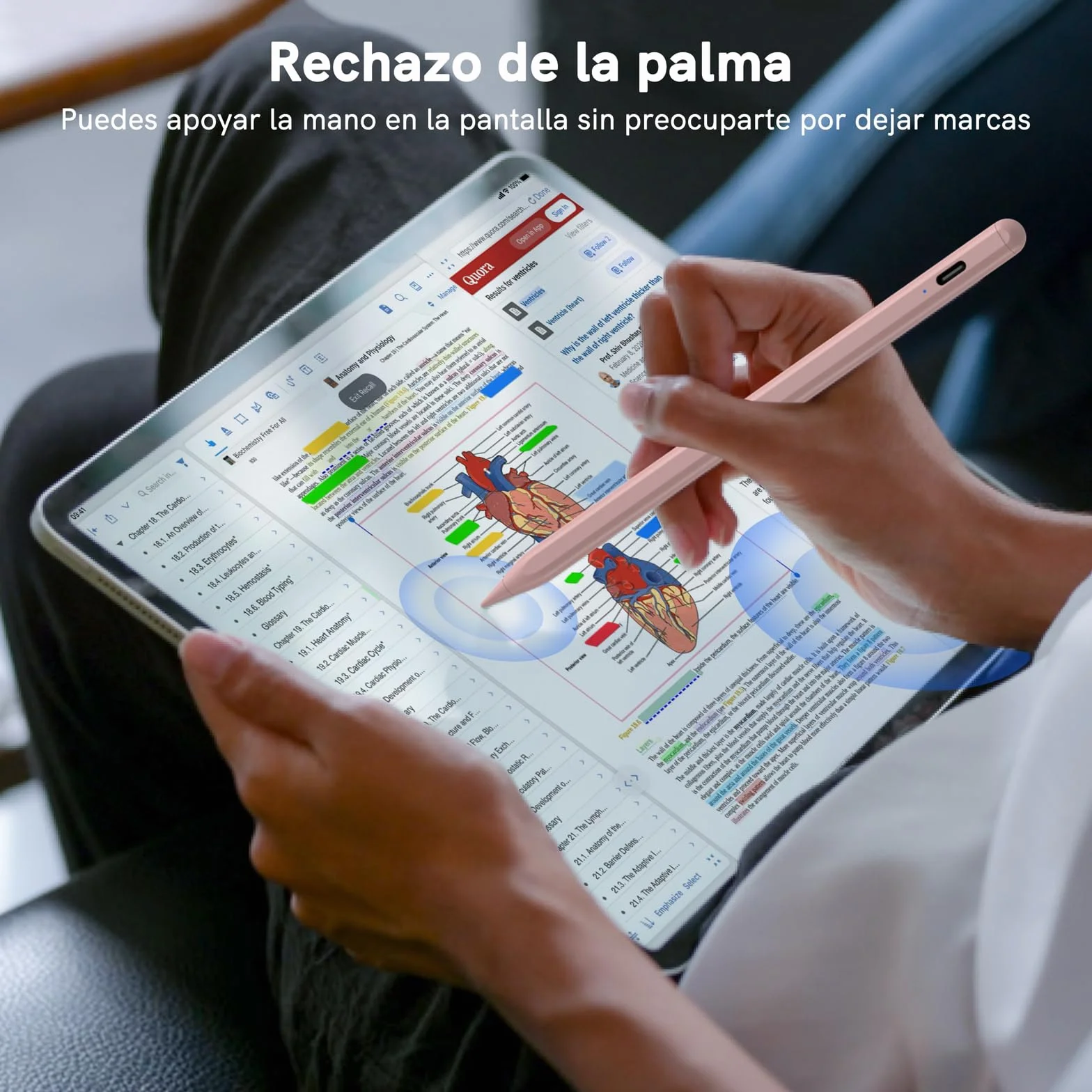 Rysik Apple Pencil do iPad 2018-2026, Odrzucanie Dłoni, Adsorpcja Magnetyczna, Kompatybilny iPad 6/7/8/9/10, Mini 5/6, Air M2/3/4/5, Pro 11"/12.9"/M4, Różowy