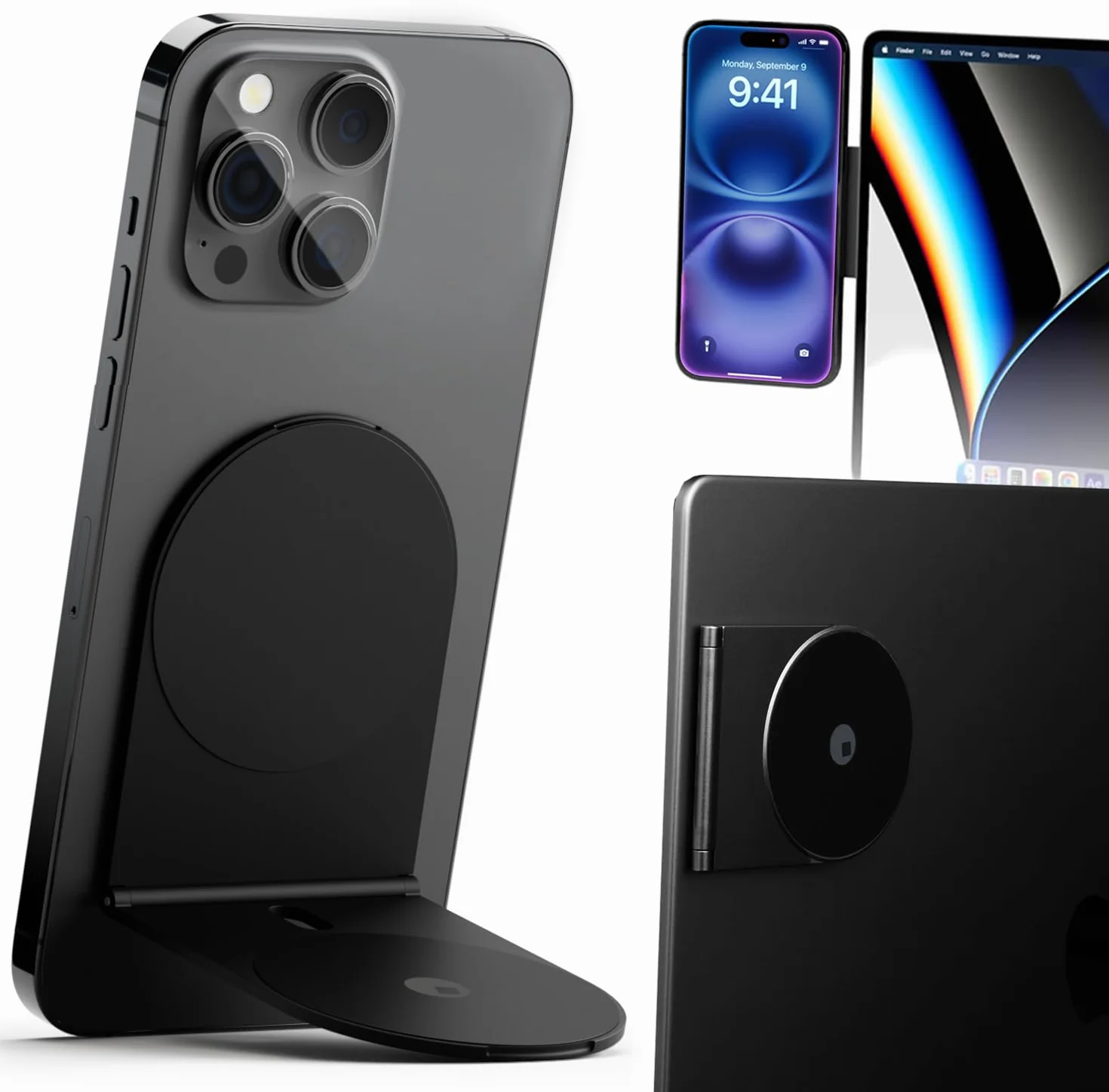 Rolling Square Edge Pro Core - Magnetyczny Uchwyt na Tablet i Telefon Komórkowy, Akcesoria do Inteligentnego i Wydajności, Kompatybilny ze Wszystkimi Telefonami, Czarny