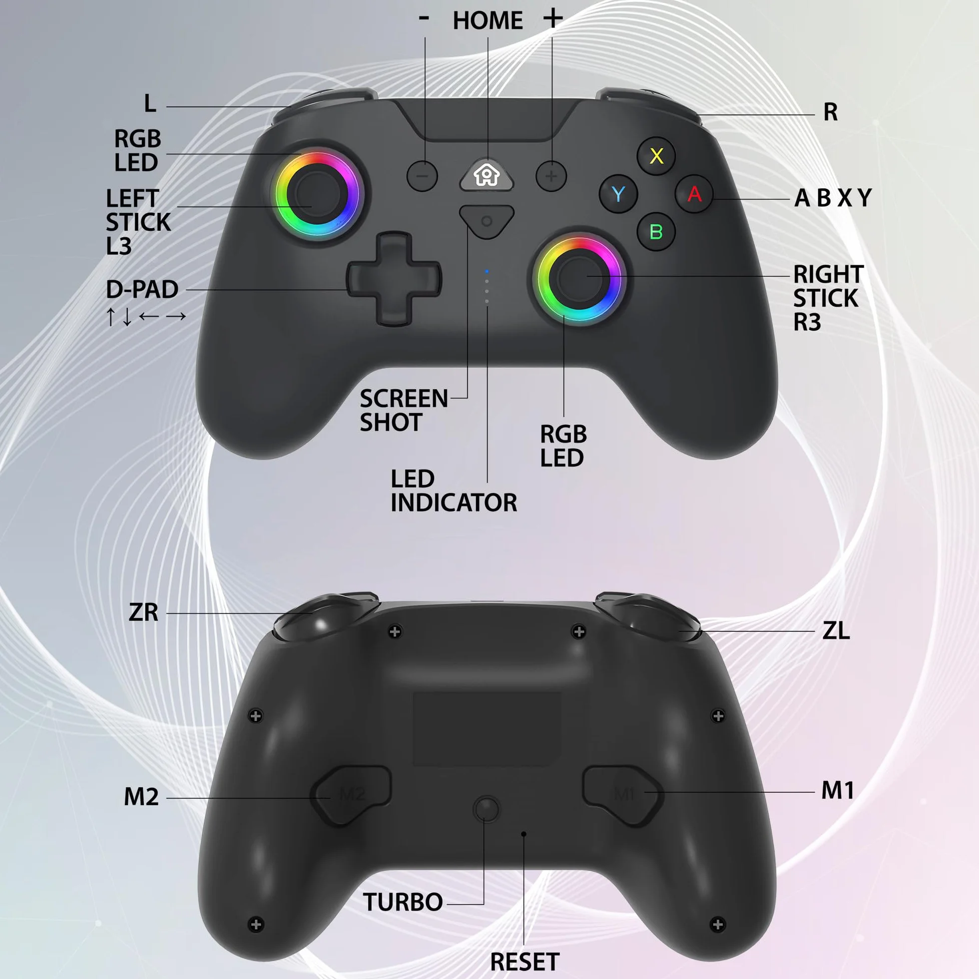 Subsonic Bezprzewodowy kontroler Bluetooth do Switch OLED – diody LED, wibracje, 6-osiowy żyroskop, czarny