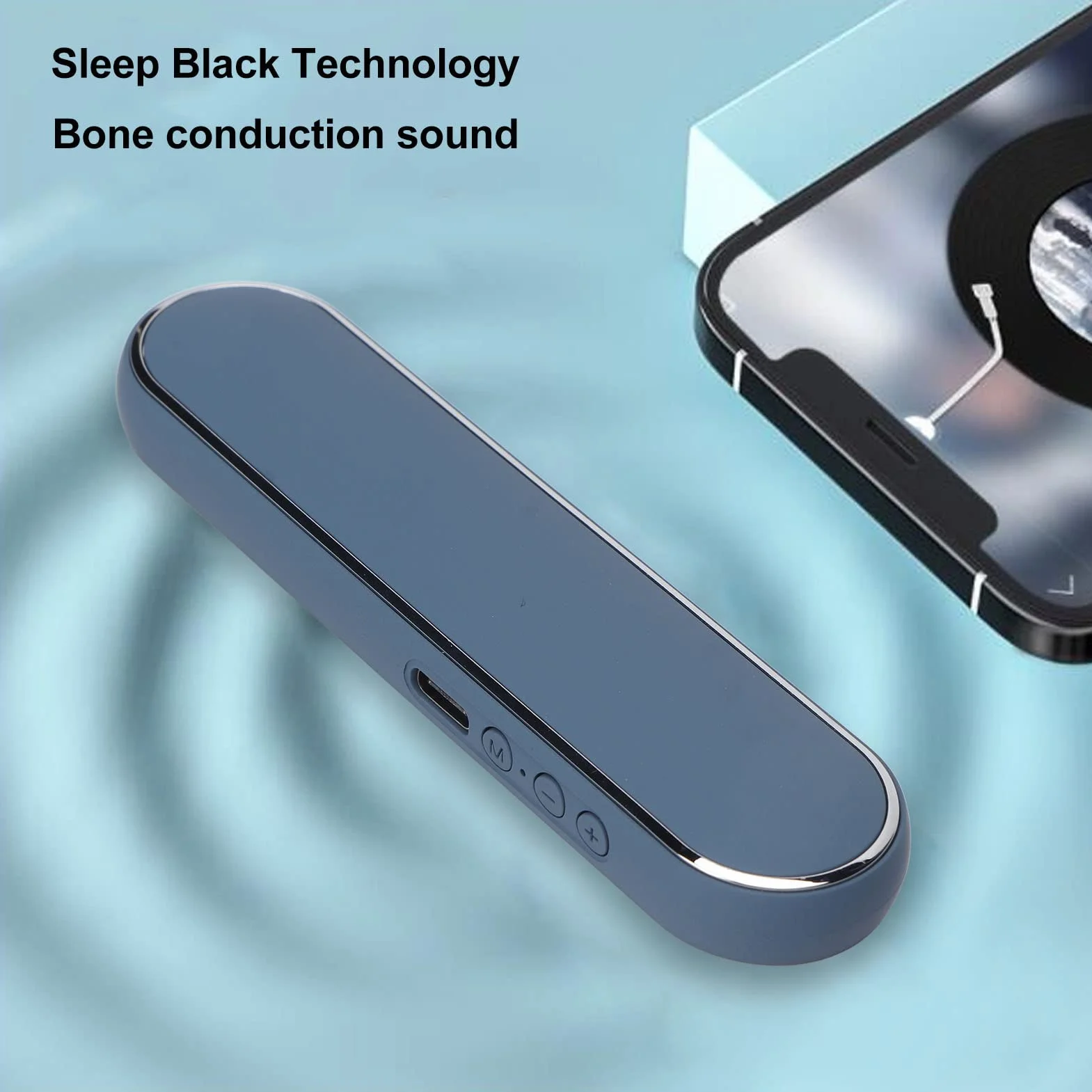 Głośnik do poduszki, Przewodzenie kostne Regulowana głośność Stereo Timable Bluetooth V5.0 Pomoc w zasypianiu przez Bluetooth Odtwarzanie kart pamięci Głośnik do poduszki Bluetooth (Niebieski)