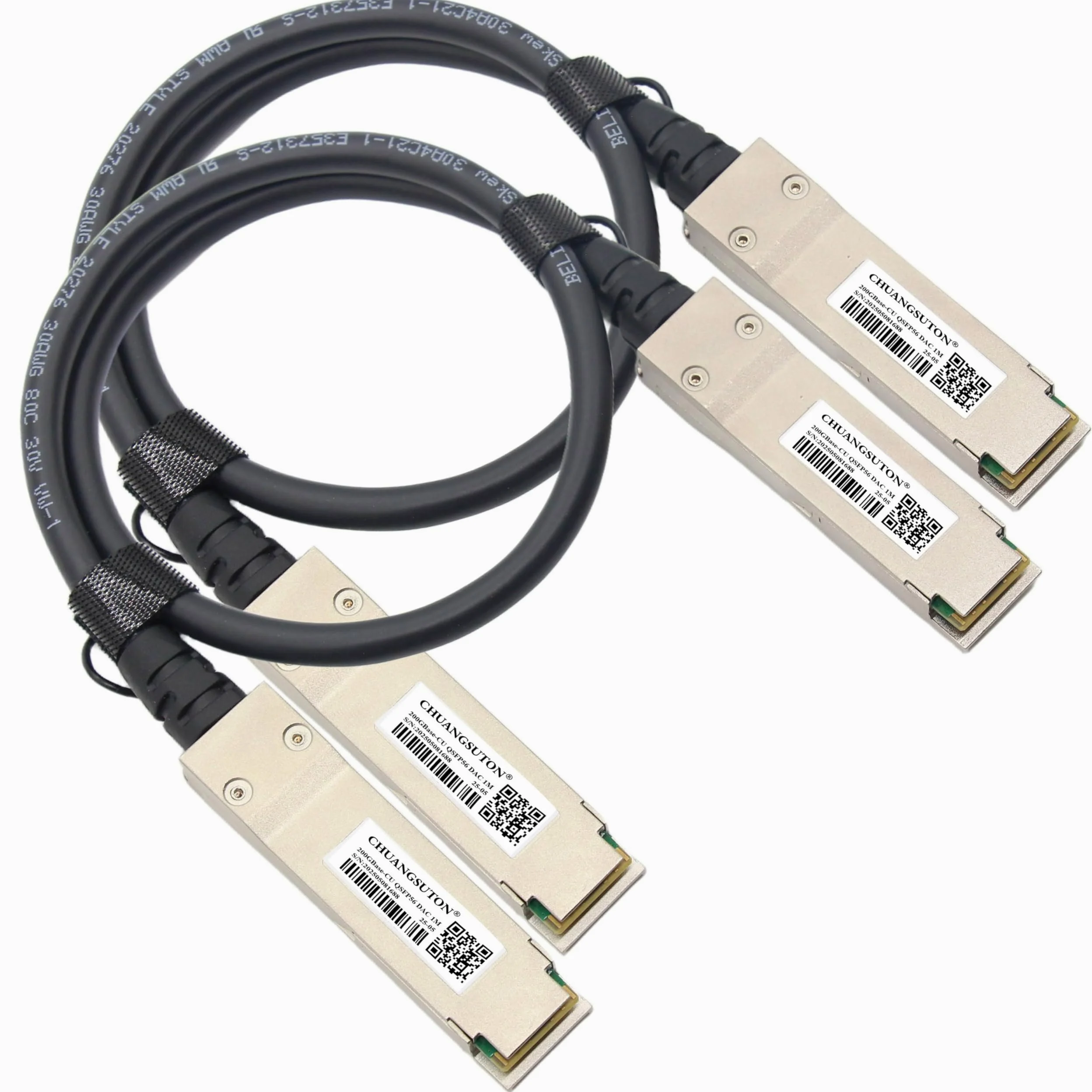 Kabel 200G QSFP56 do QSFP56 PAM4 DAC, Ethernet, pasywny, bezpośredni podłączany, miedziany kabel Twinax, kompatybilny z NVIDIA/Mellanox MCP1650-V00AE30 (0,5 m / 1,64 ft)