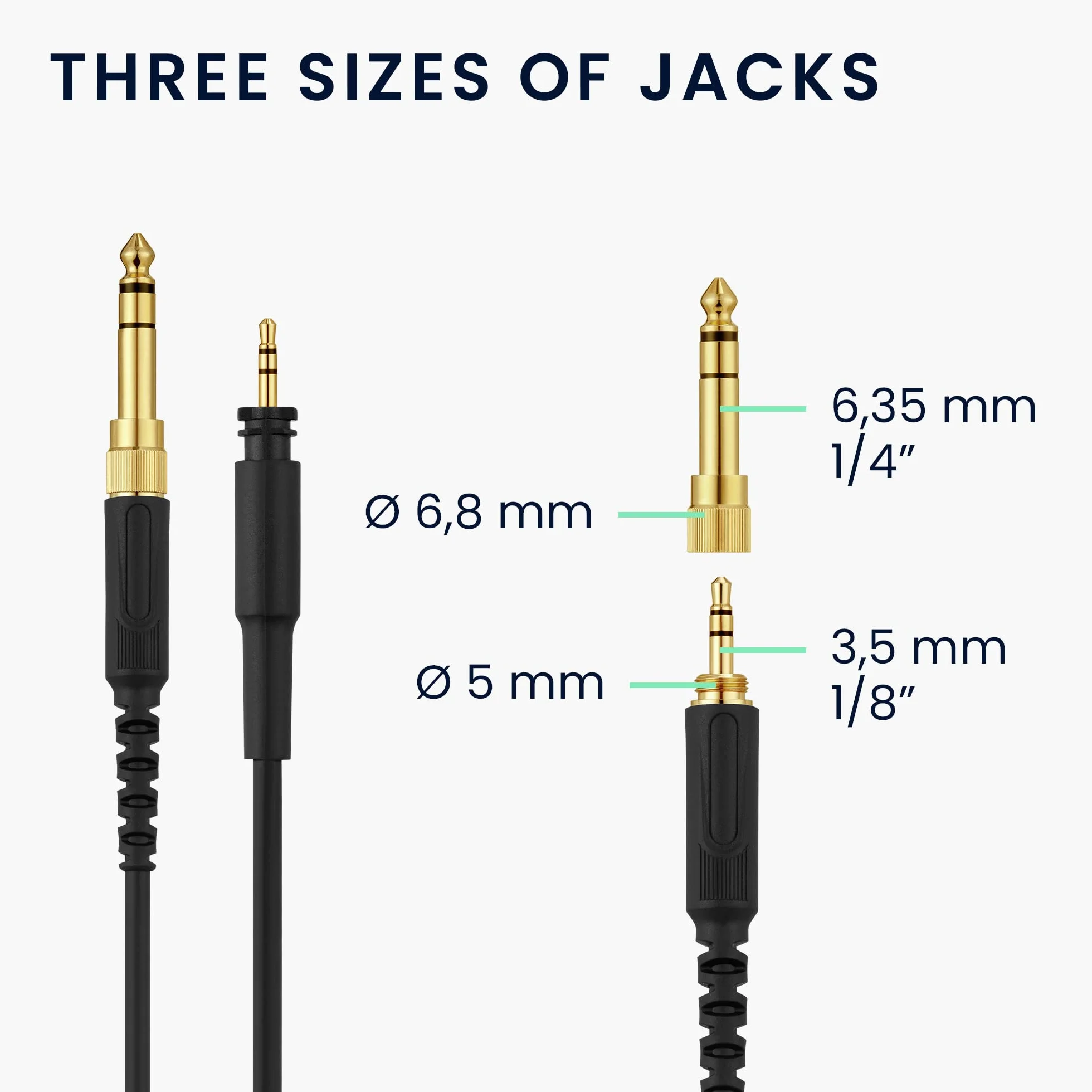 kwmobile Kabel słuchawkowy kompatybilny z Shure SRH440A / SRH840A / SRH440/SRH840 - 300 cm kabel ze złączem 3,5 mm + adapter do gniazda 6,35 mm