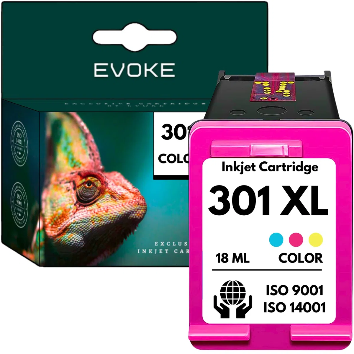 EVOKE 301 XL Tusz Kompatybilny z HP Deskjet 2540 1000 1050 1510 2050 3050 Envy 4504 4500 Trójkolorowy 1000 Stron 18 ml
