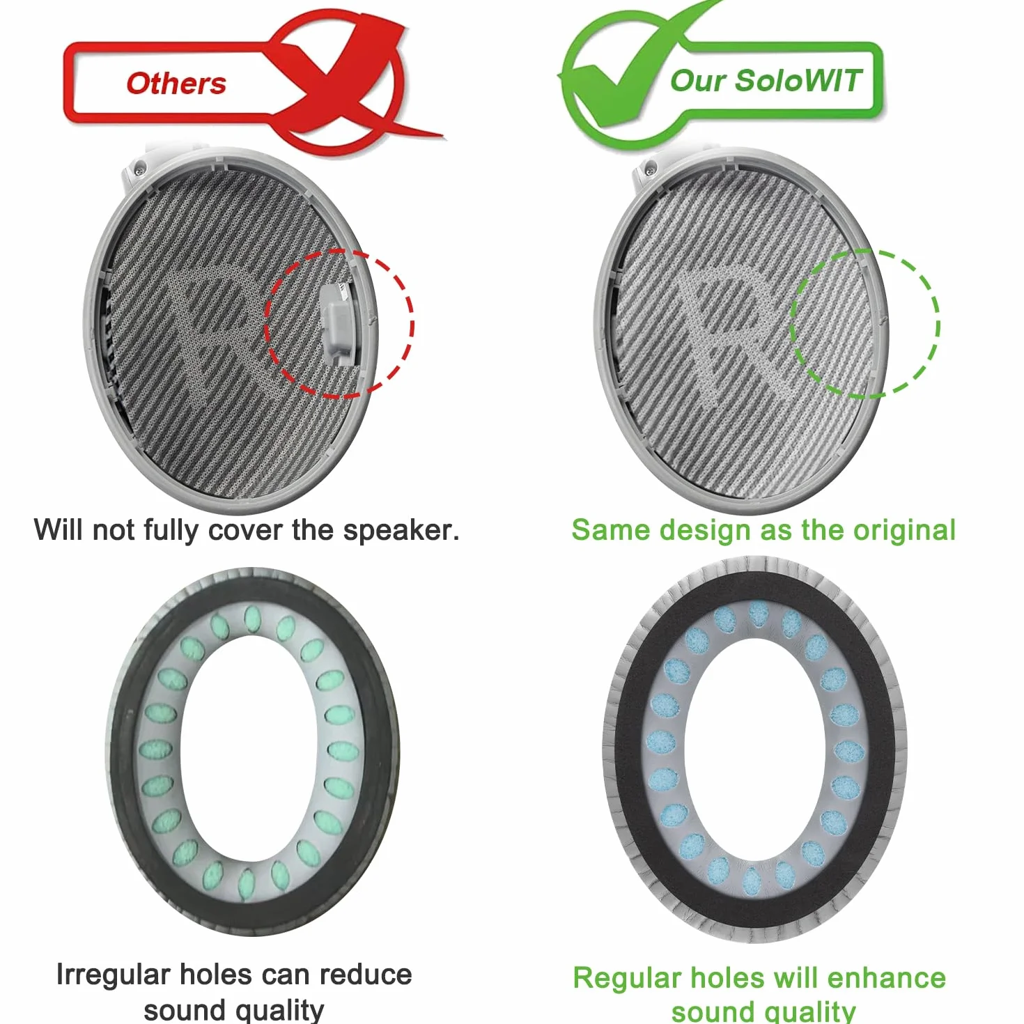 SoloWIT® wymienne poduszki nausznik do Bose QuietComfort 35 (QC35) i Quiet Comfort 35 II (QC35 II) słuchawki bezprzewodowe
