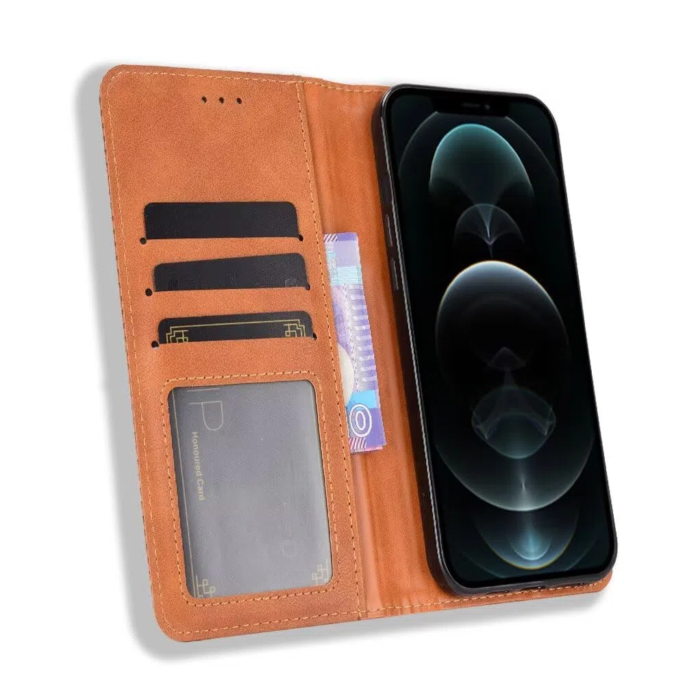 Topme Etui na telefon Motorola Moto g86 Power 5G (6,67 cala) Etui ochronne, stylowe skórzane etui na telefon z teksturowanym gniazdem na karty. Brązowy