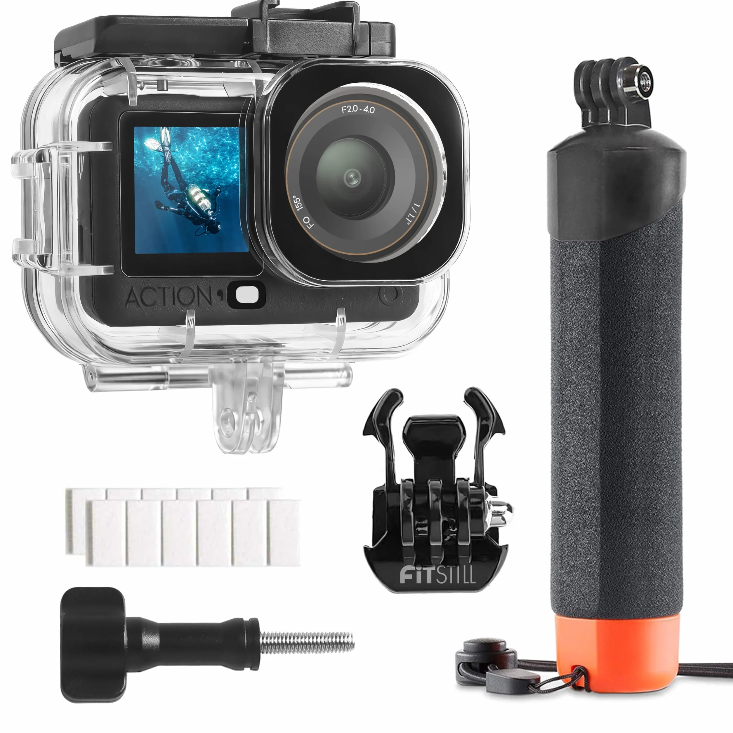 FitStill Zestaw do nurkowania DJI Osmo Action 6, wodoodporna obudowa 60 m + uchwyt wyporności