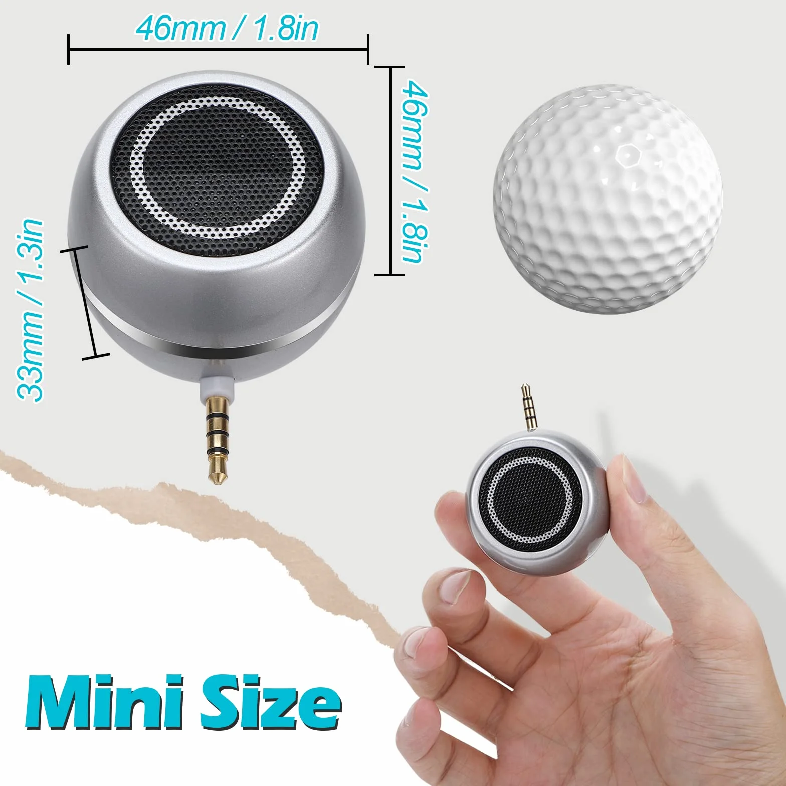 Bestcool Mini głośnik, bezprzewodowy przenośny głośnik 3 W, ładowalny mini głośnik Line-in, głośnik do telefonu komórkowego z wtyczką AUX Audio Jack 3,5 mm do iPhone'a, iPada, iPoda, tabletu