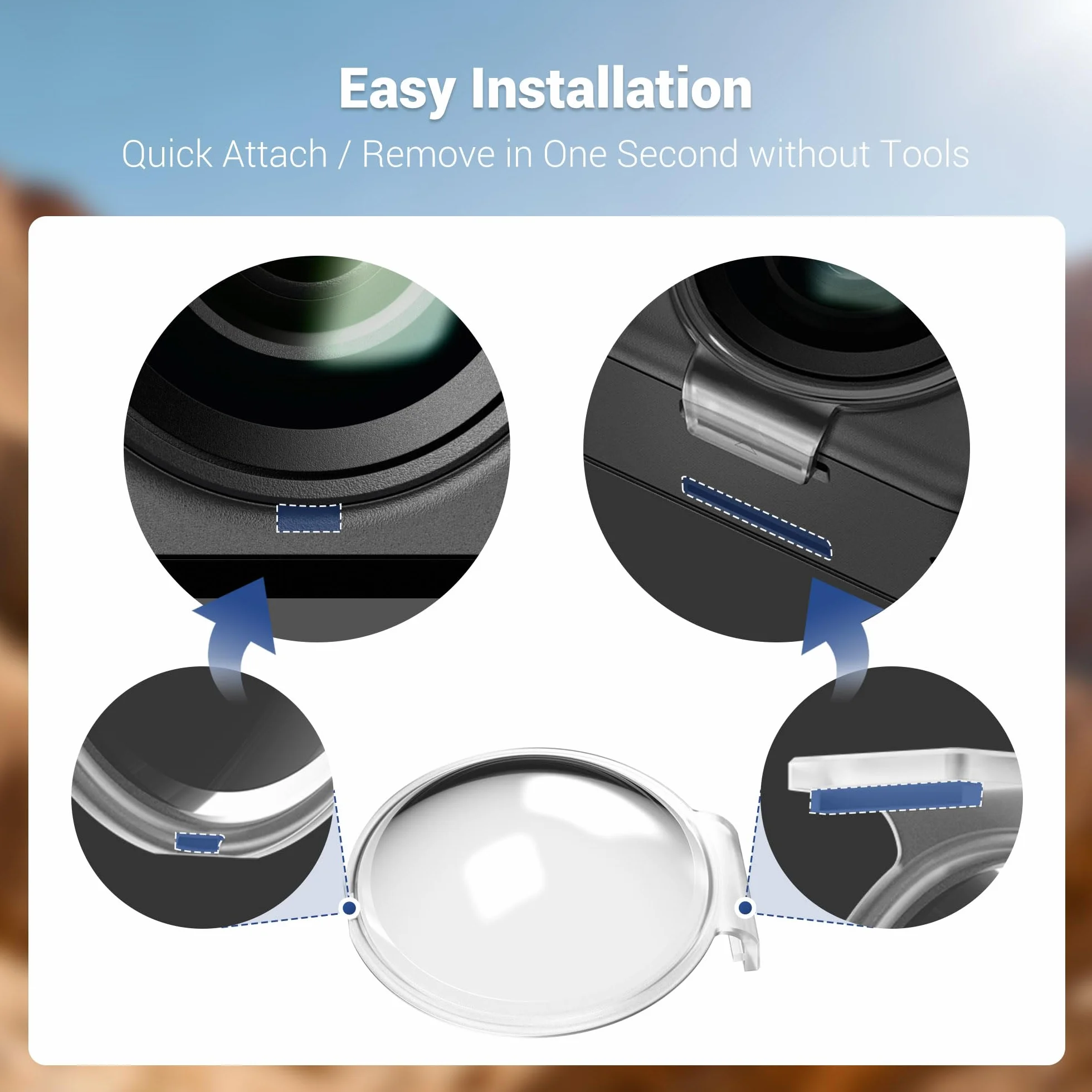 Osmo Zestaw osłon obiektywu 360, 2 szt. osłon obiektywu do DJI Osmo 360, odporne na zarysowania, zestaw osłon ochronnych aparatu Osmo360 ze ściereczką do czyszczenia vlogowania i nagrywania wideo