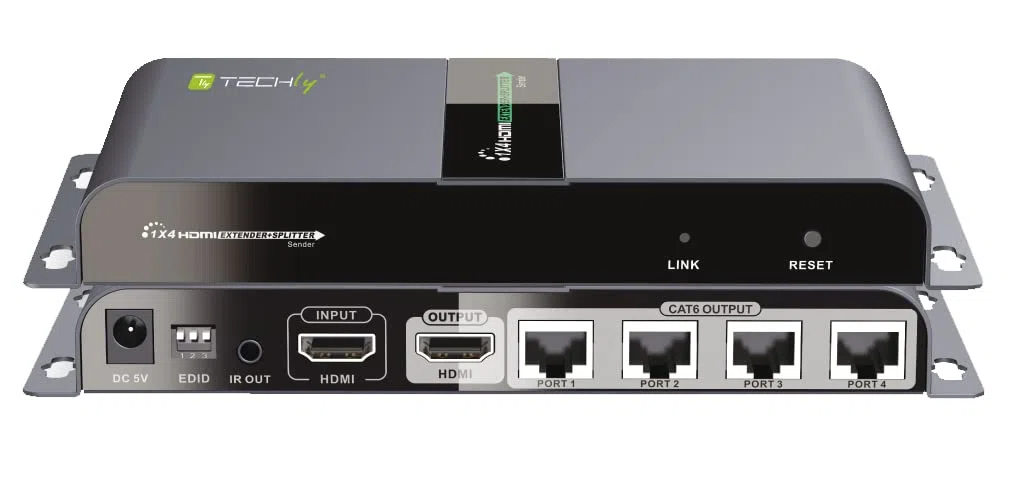 TECHLY 028191 Extender Splitter HDMI 1x4 Poe z IR na Kabel Cat.6 Do 40m