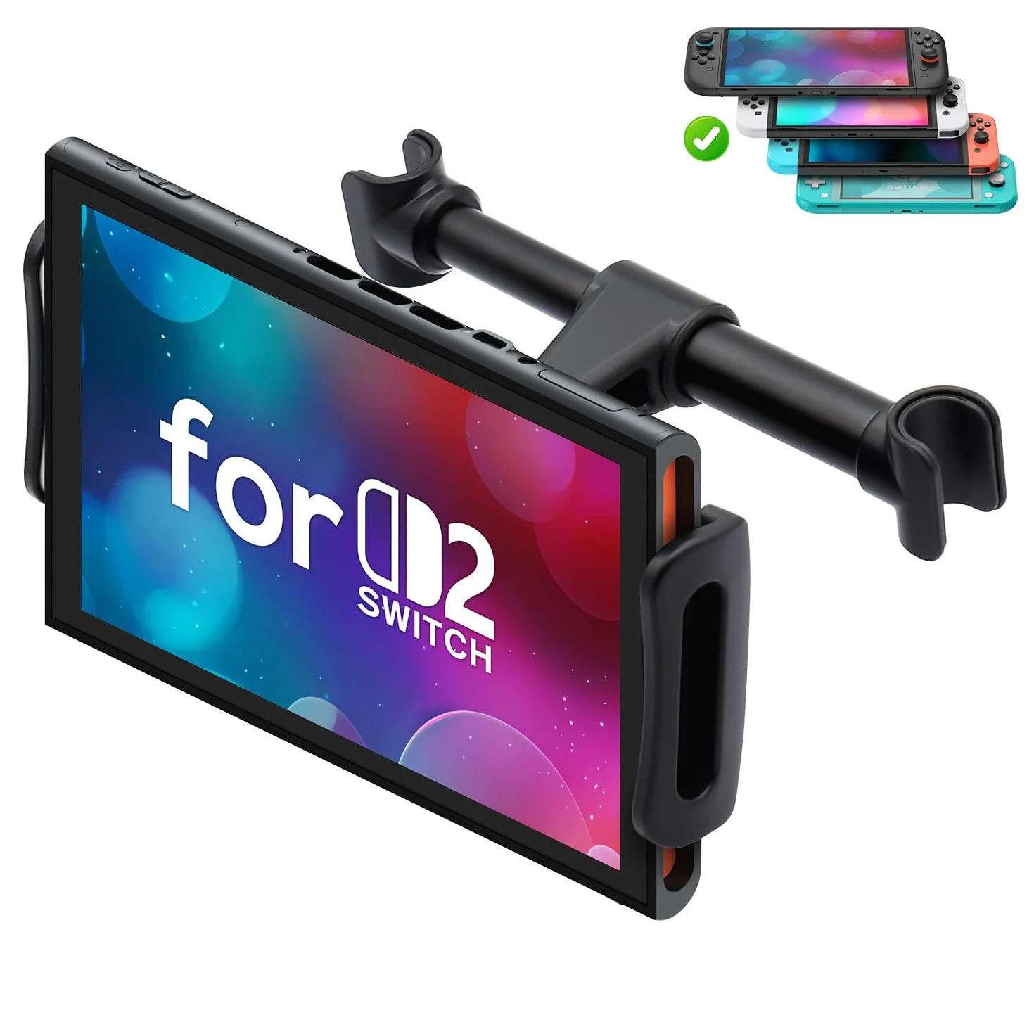 Regulowany uchwyt samochodowy na zagłówek do Nintendo Switch & OLED Model, konsoli, telefonów i tabletów (4-11 cali)