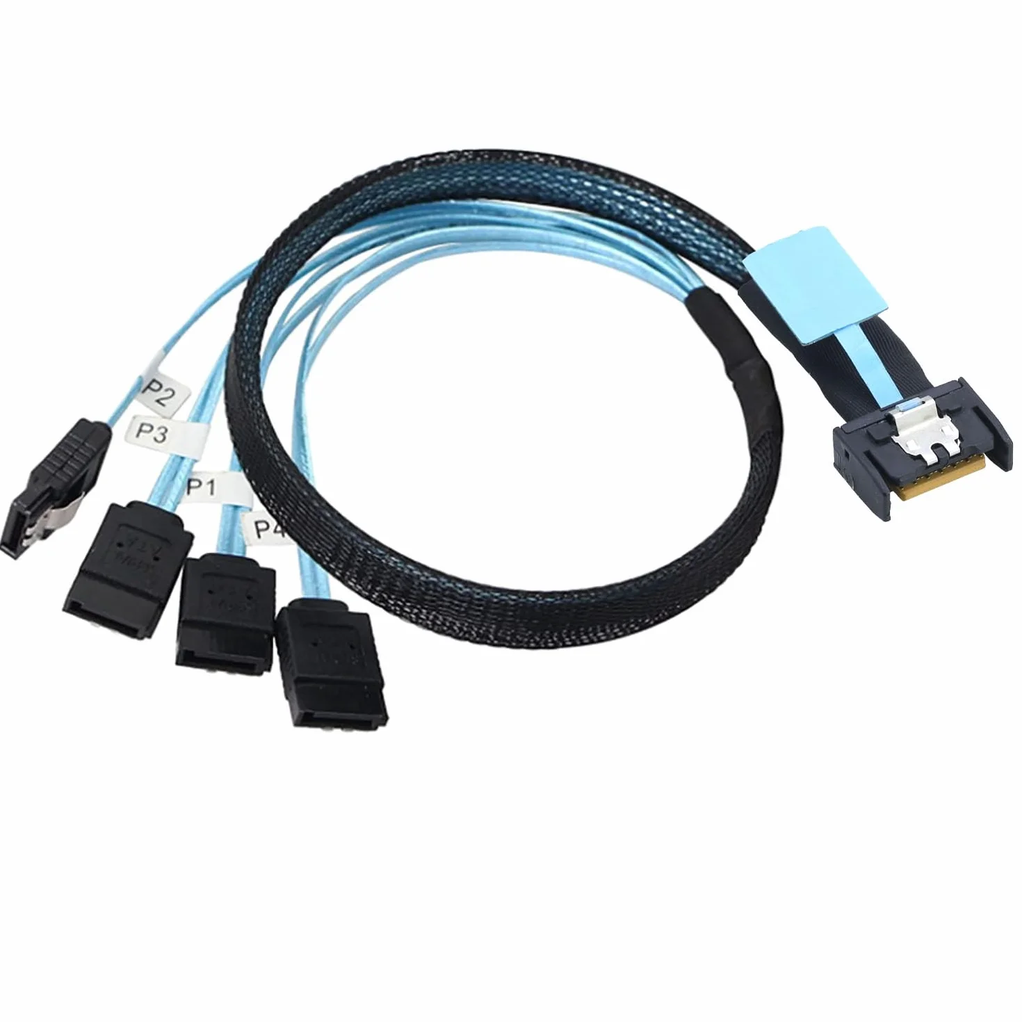 Mini SAS MCIO STR PCI-E 5.0 SFF-8654 Slimline SAS 4i 38Pin męski na 4X SATA żeński przedłużacz 0,8 m
